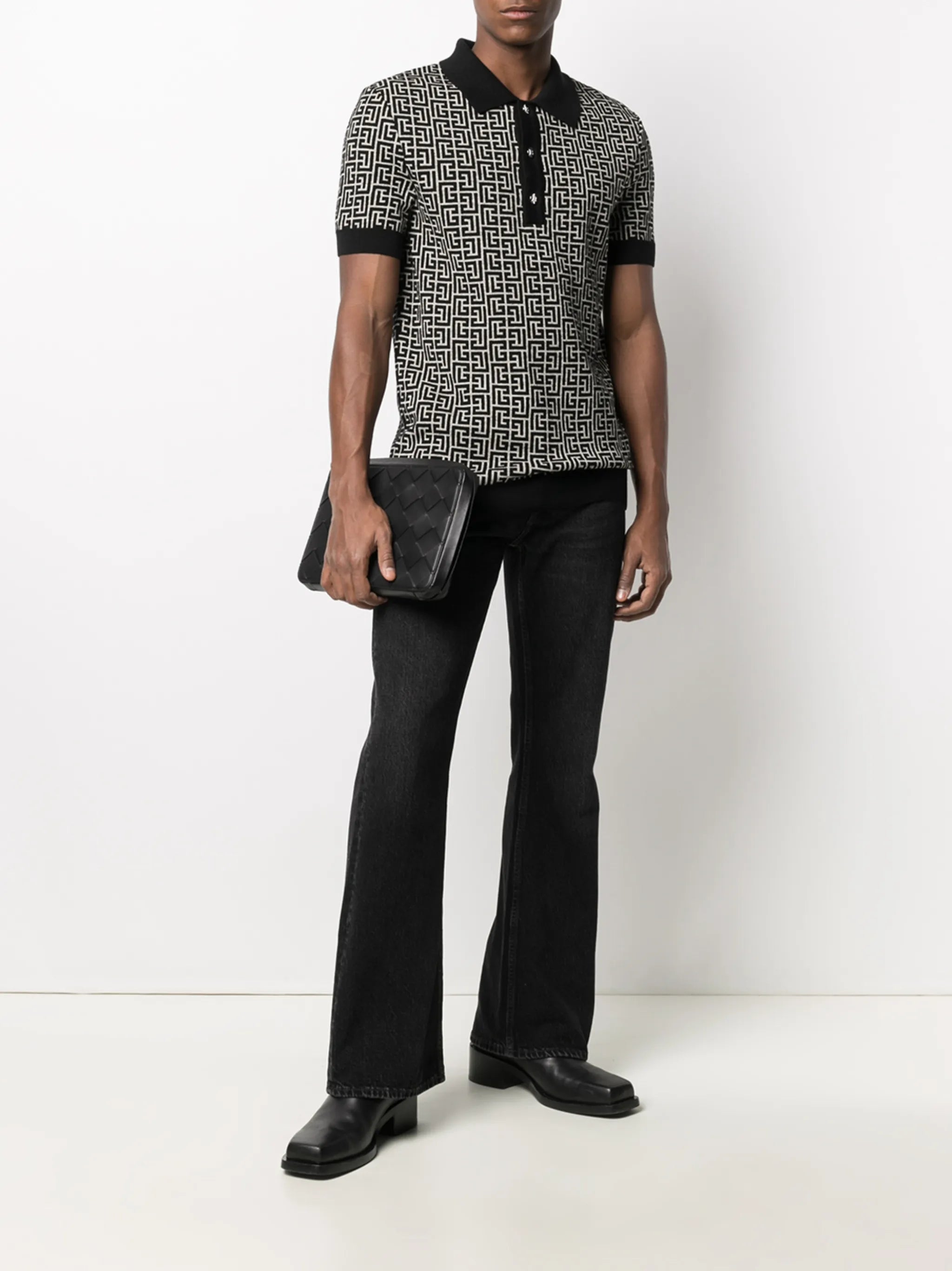 monogram pattern polo shirt