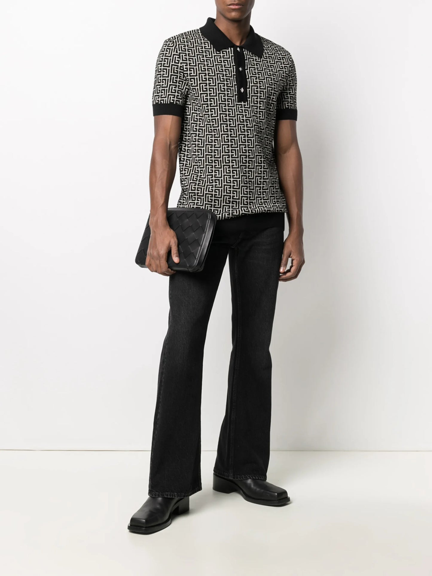 monogram pattern polo shirt