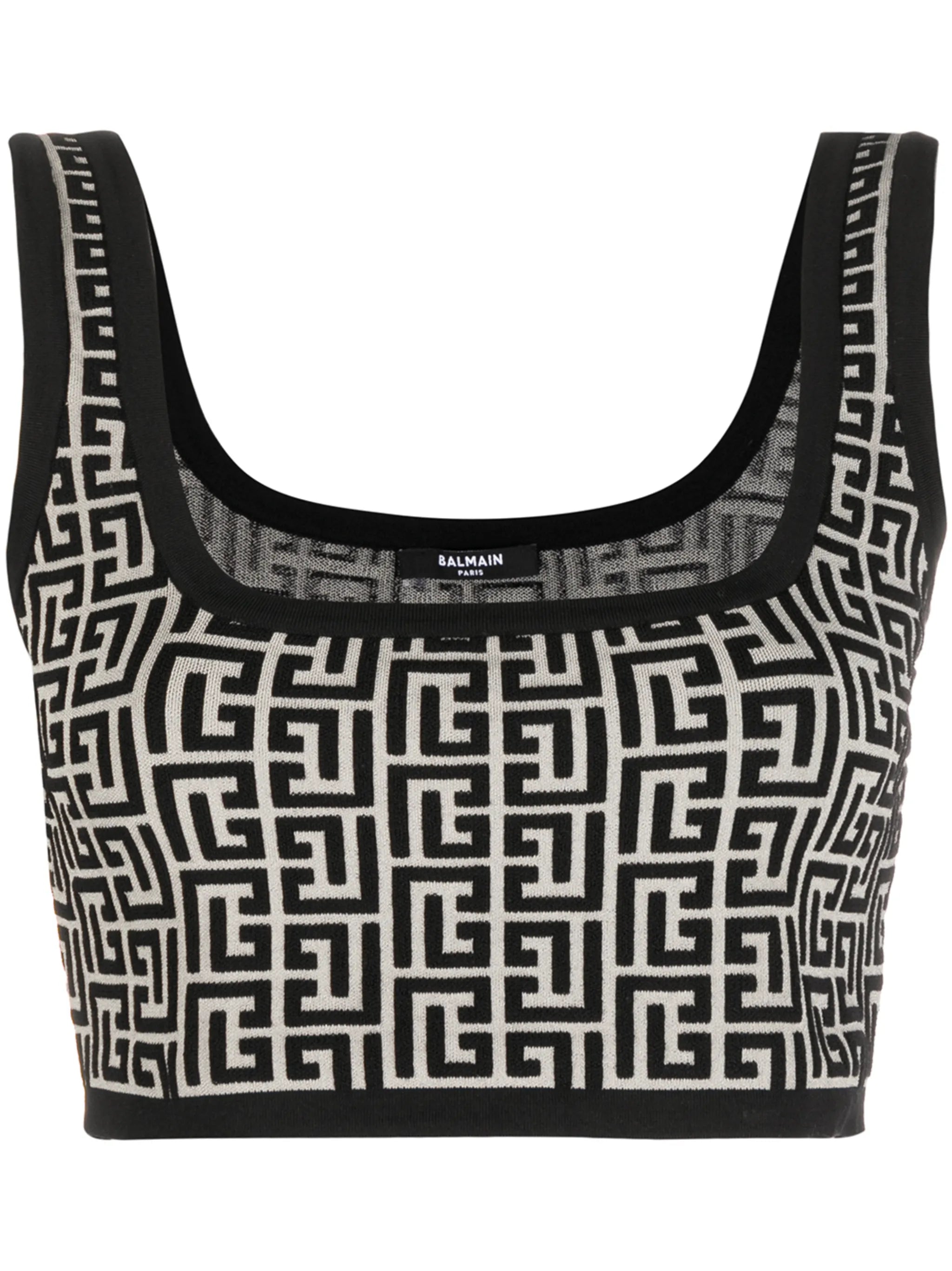 cropped monogram jacquard vest top