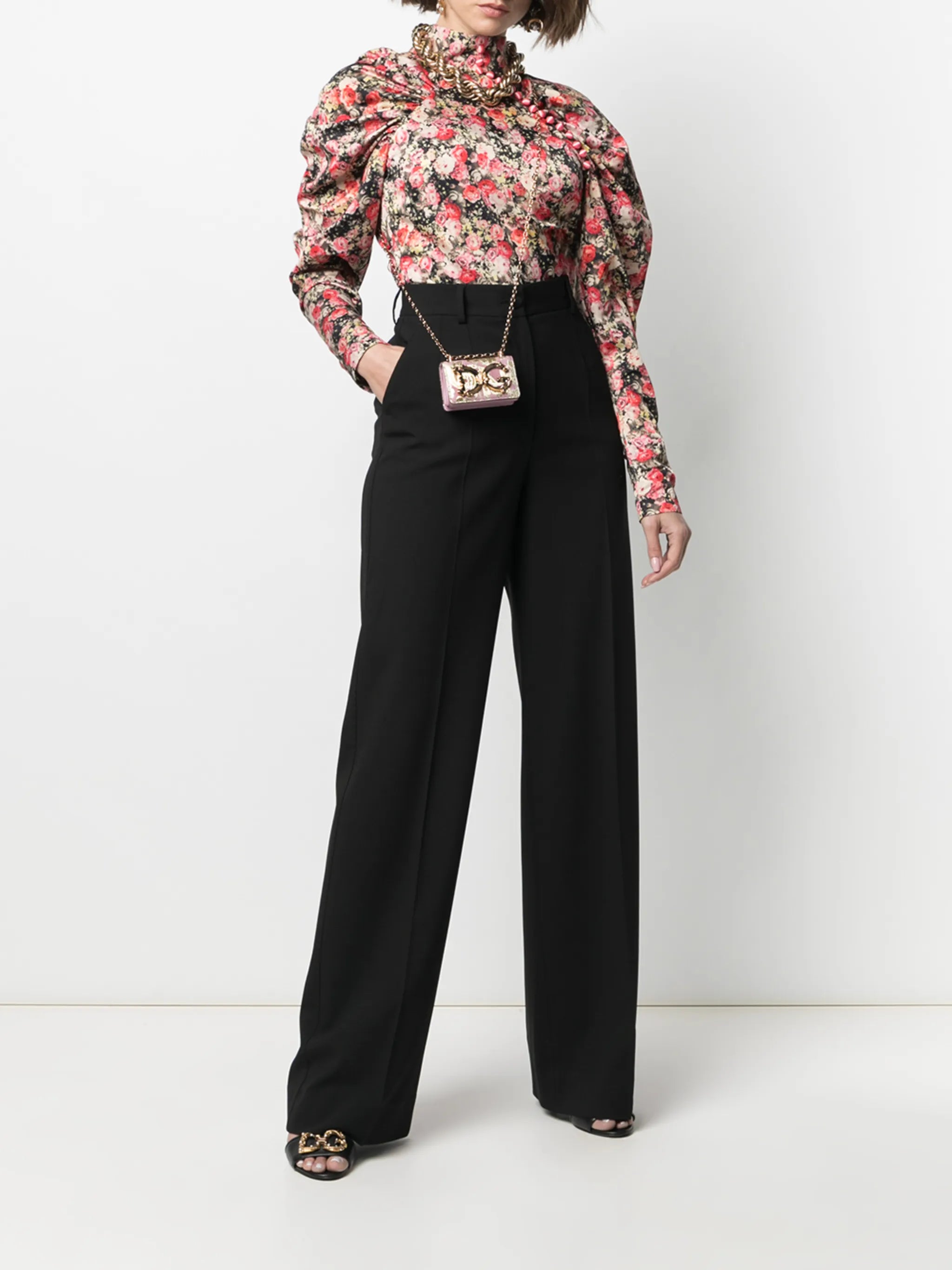 micro DG Girls floral lamé brocade bag