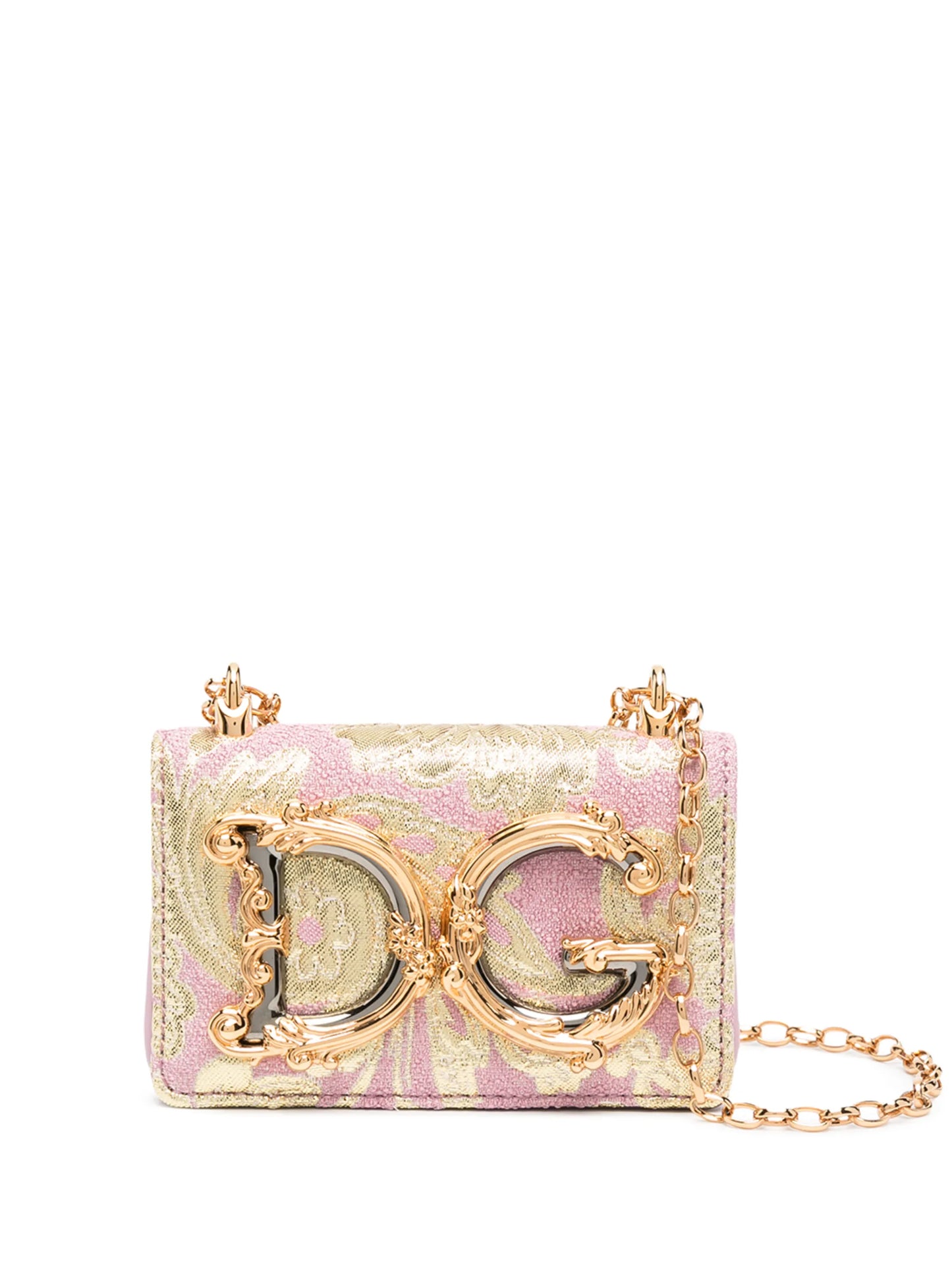micro DG Girls floral lamé brocade bag