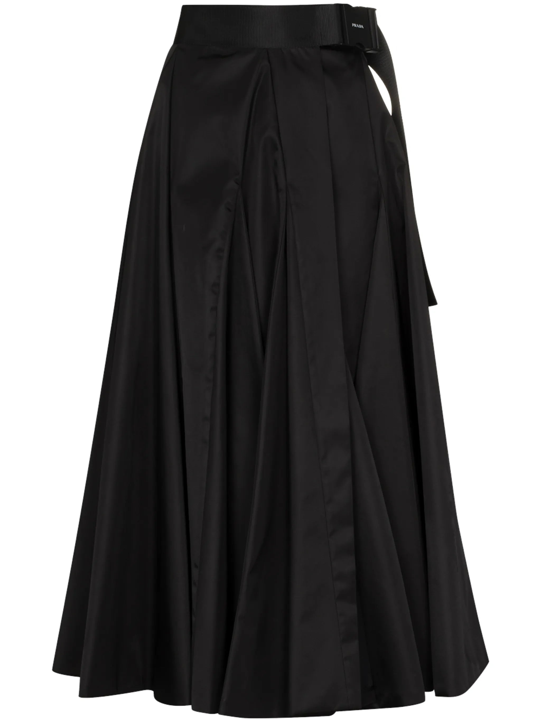 high-rise pleated midi skirt