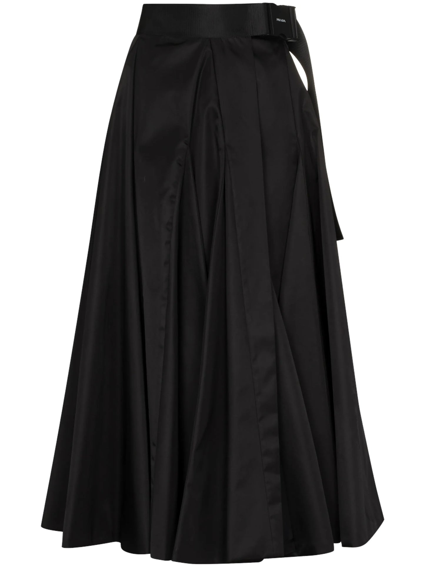 high-rise pleated midi skirt