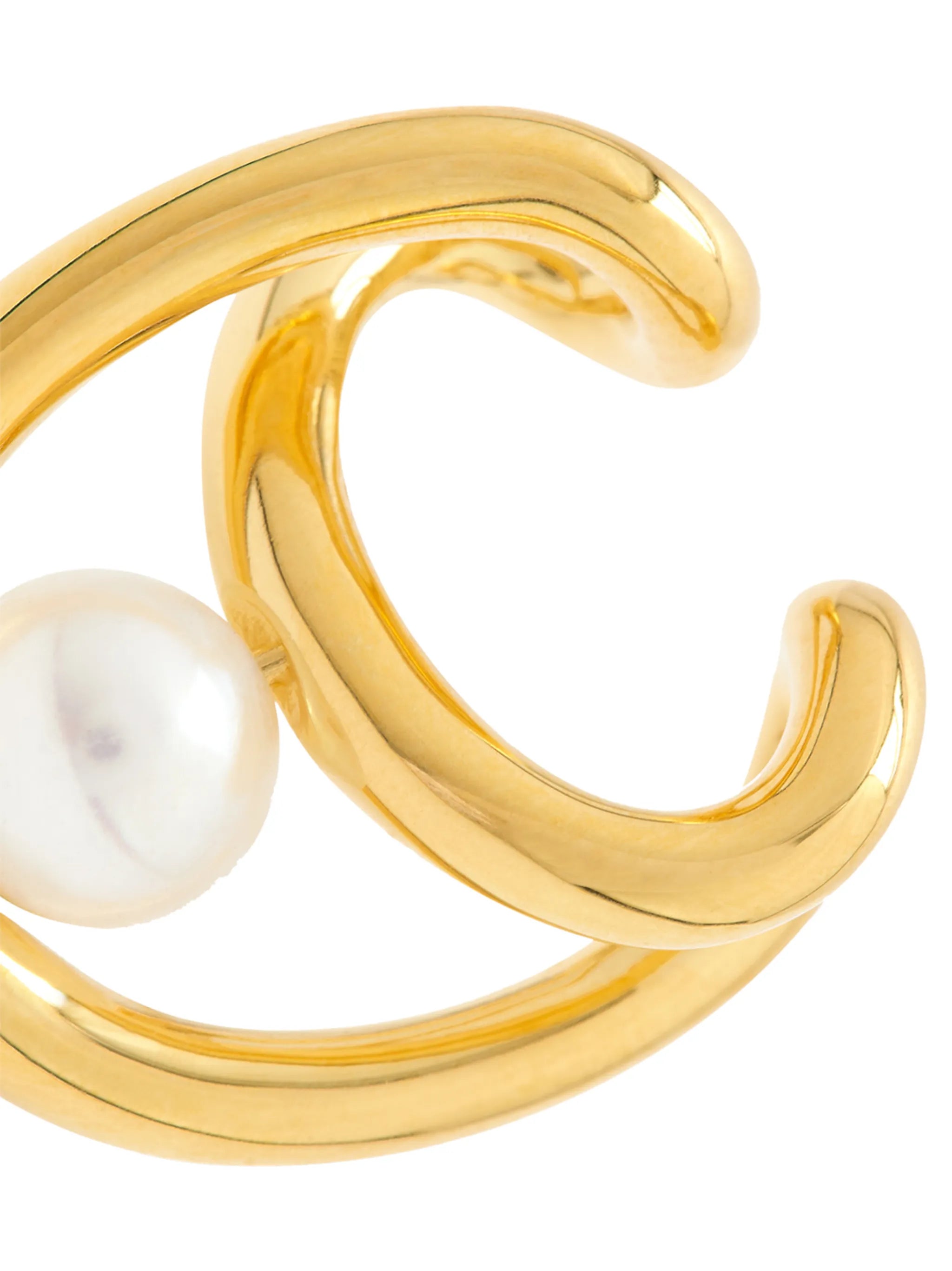 Initial pearl ear cuff