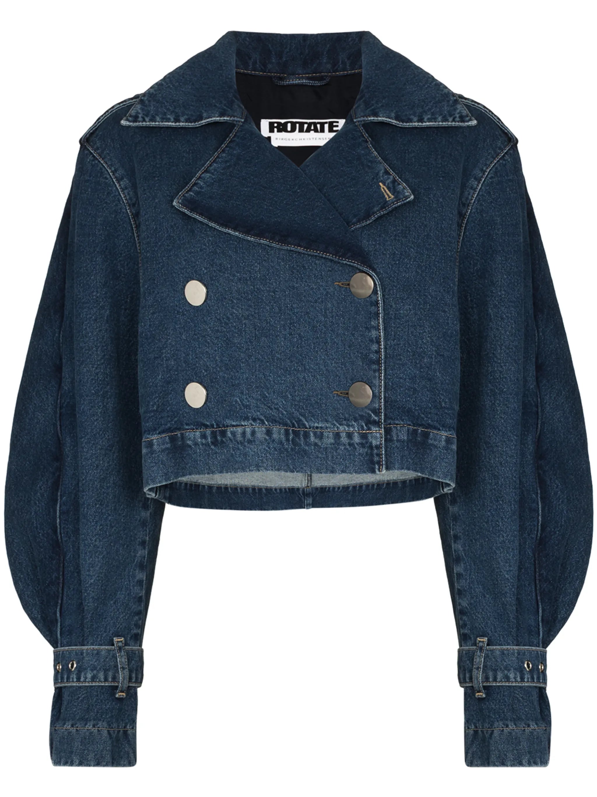 ruffle-trim cropped denim jacket