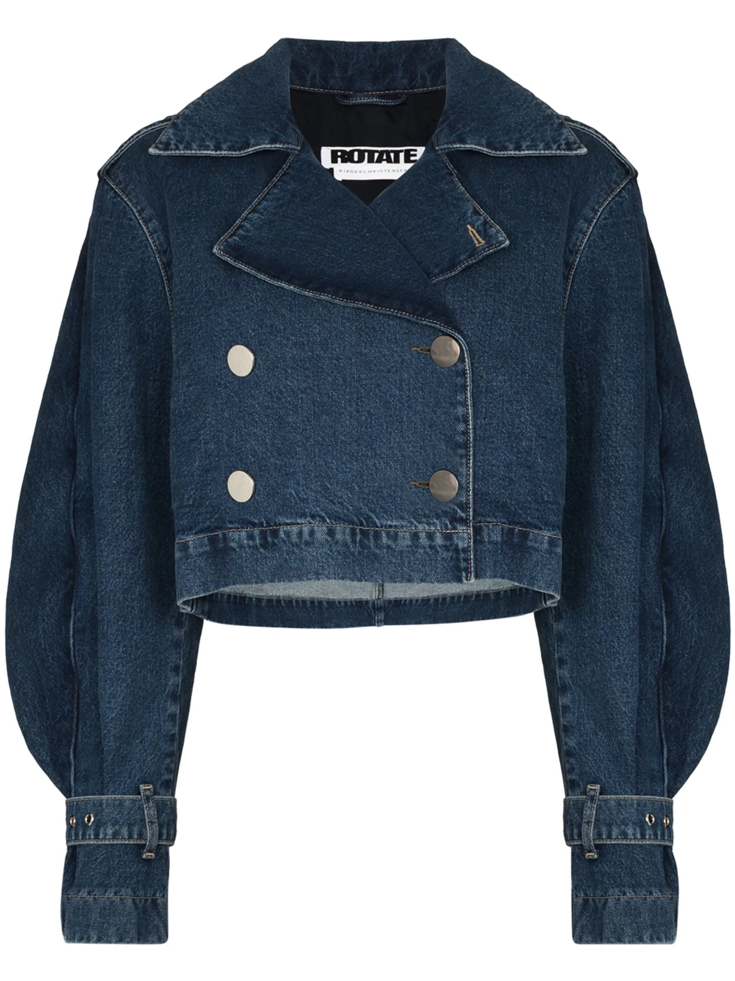 ruffle-trim cropped denim jacket