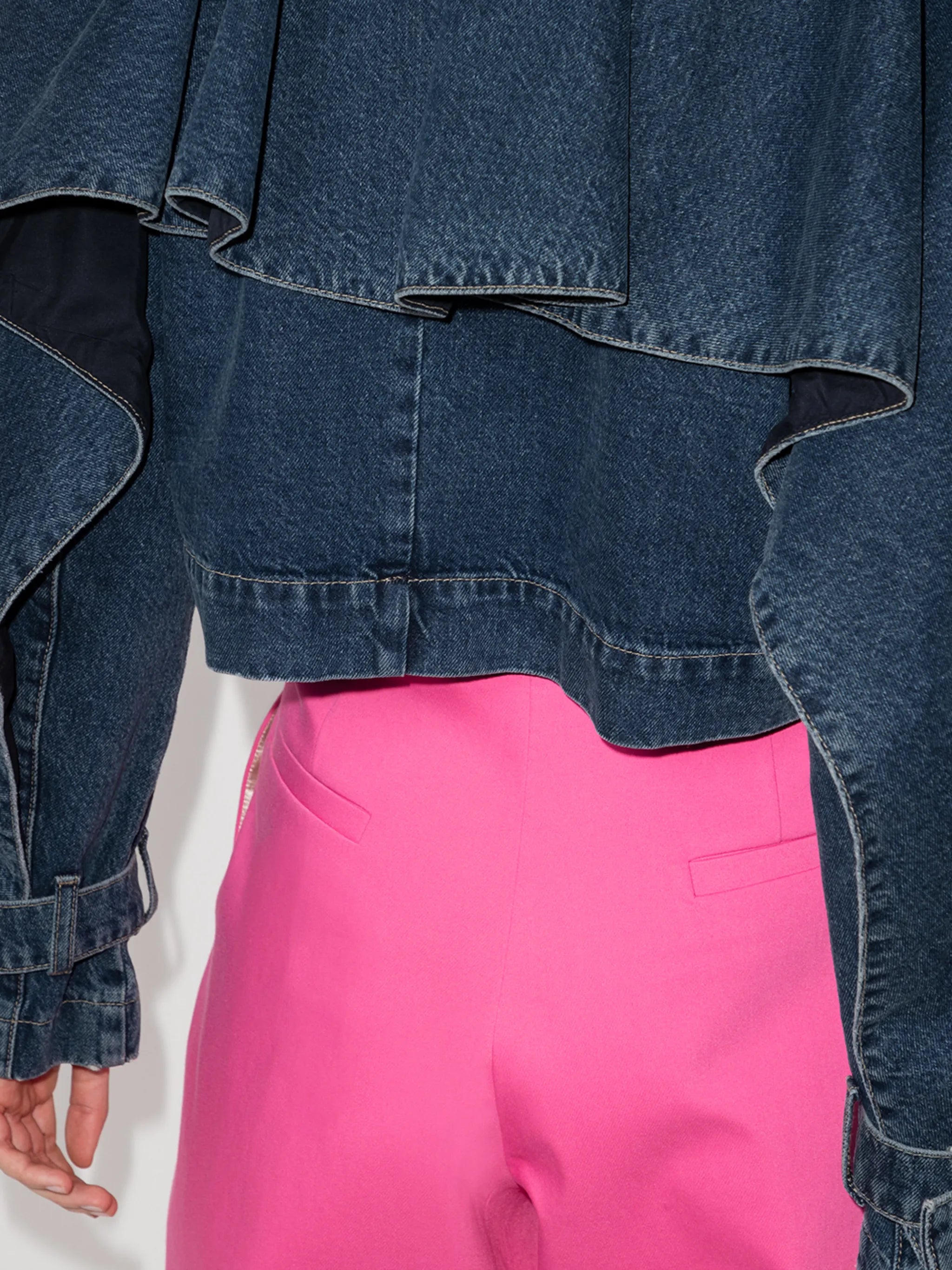 ruffle-trim cropped denim jacket