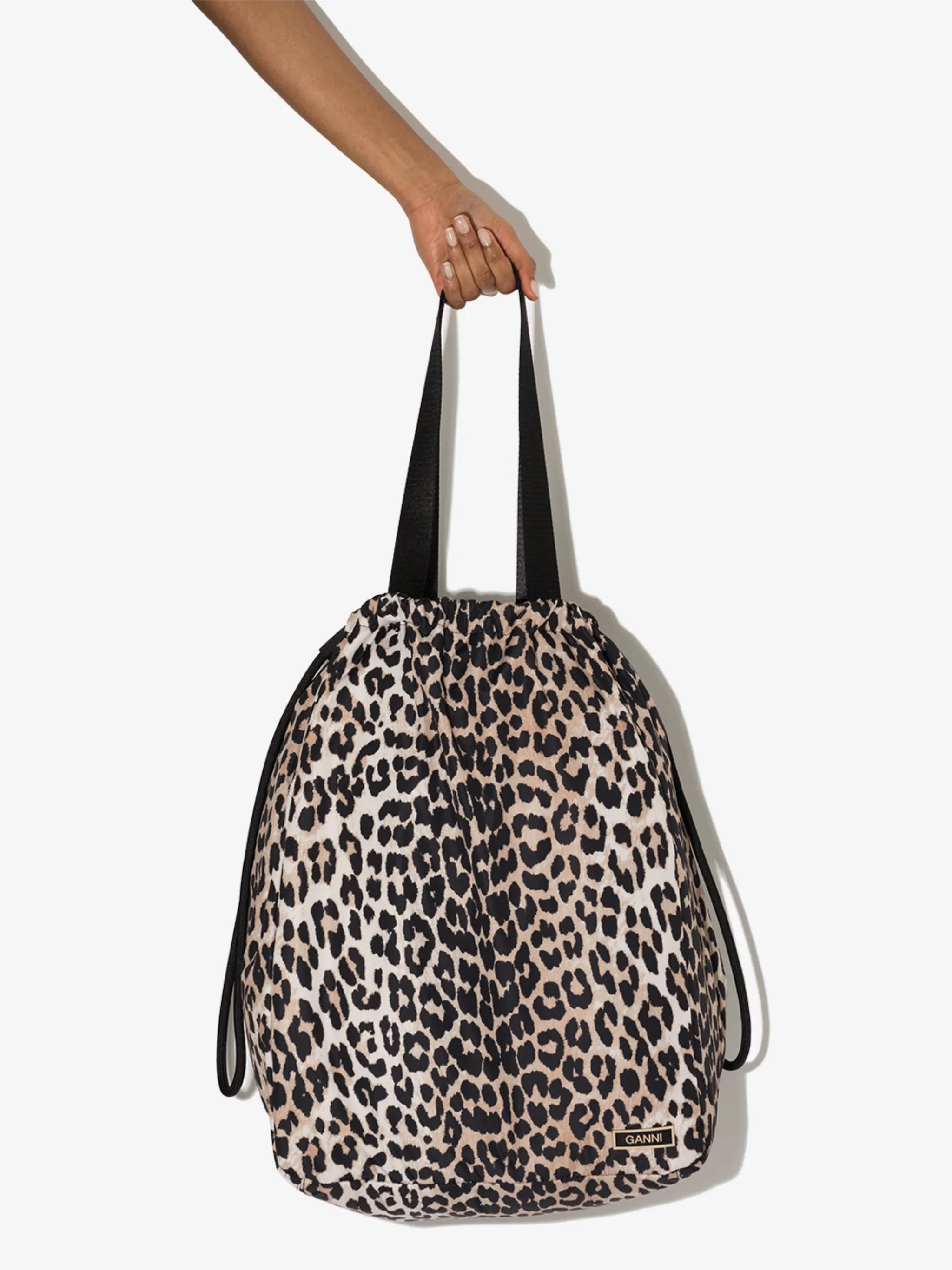 leopard-print drawstring bag