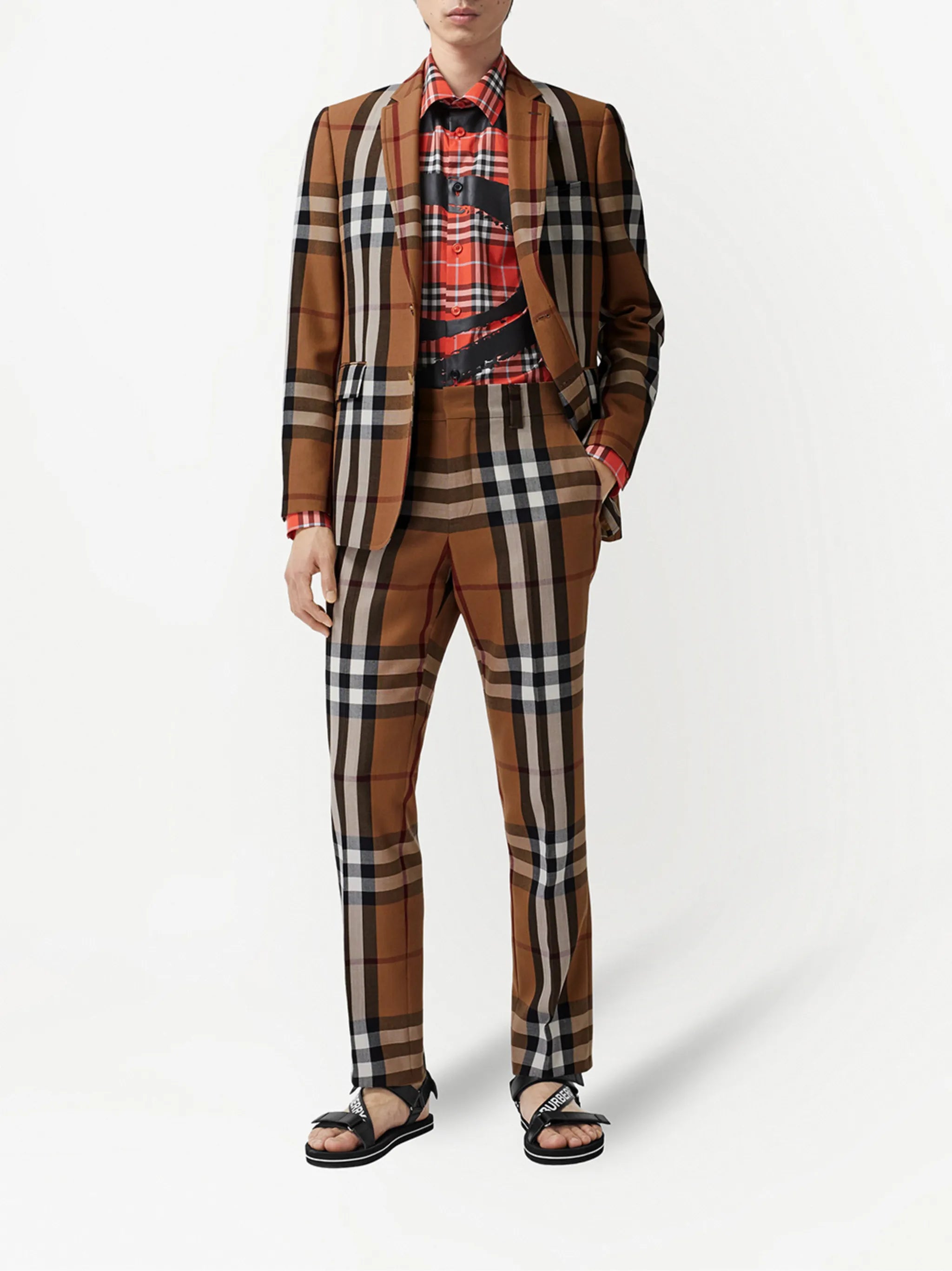 slim fit check tailored blazer