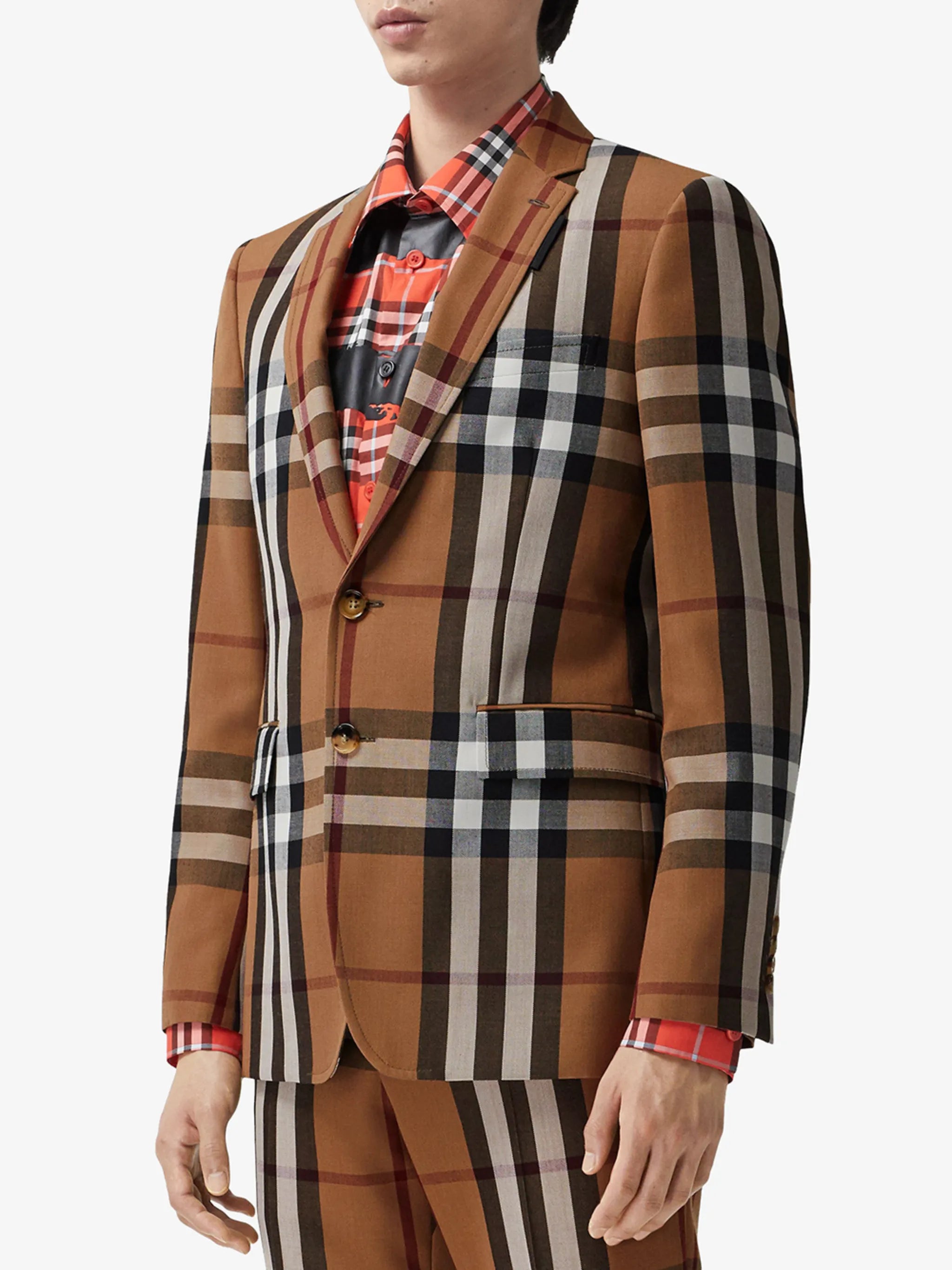 slim fit check tailored blazer