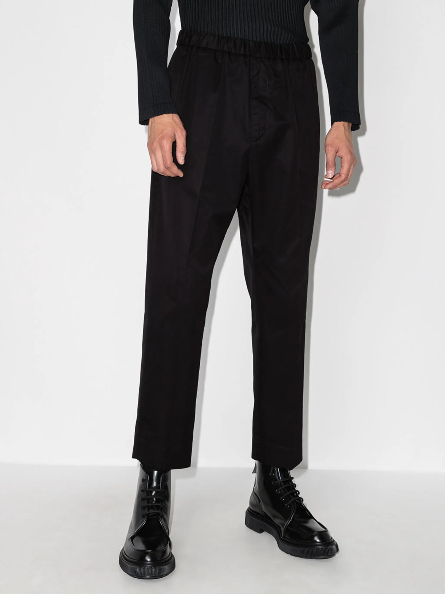 elasticated waistband tapered trousers