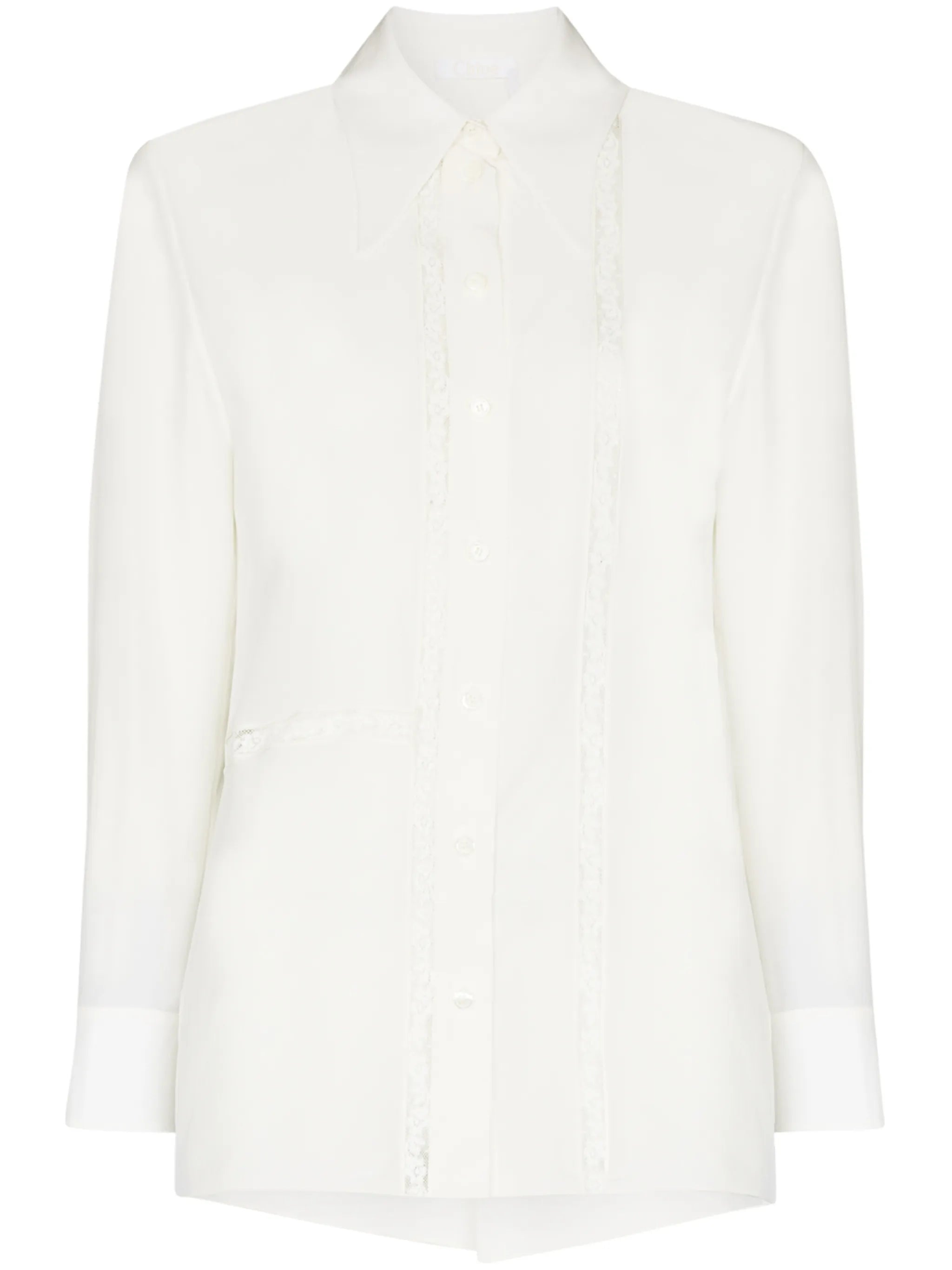floral lace pointed collar blouse