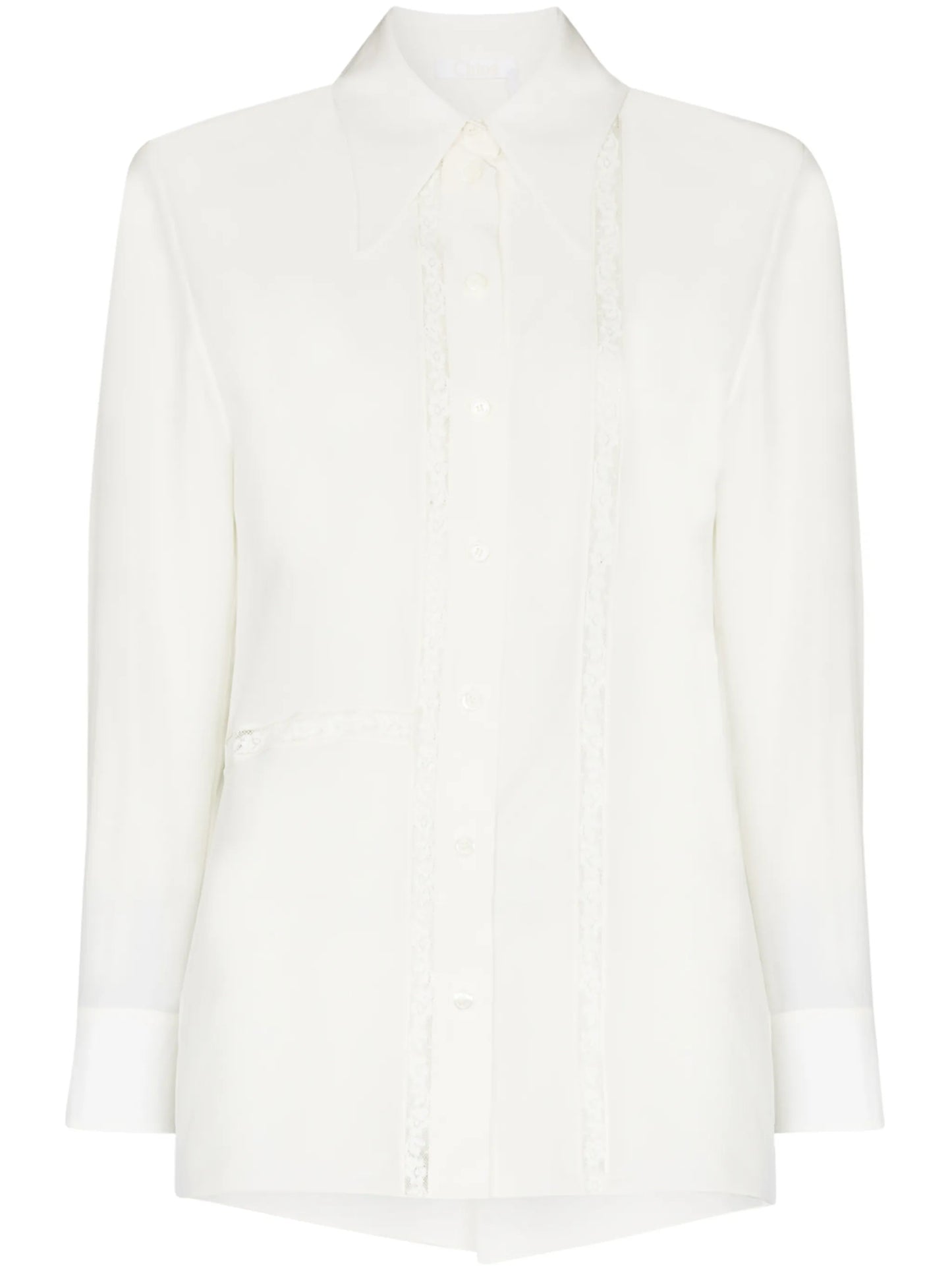 floral lace pointed collar blouse