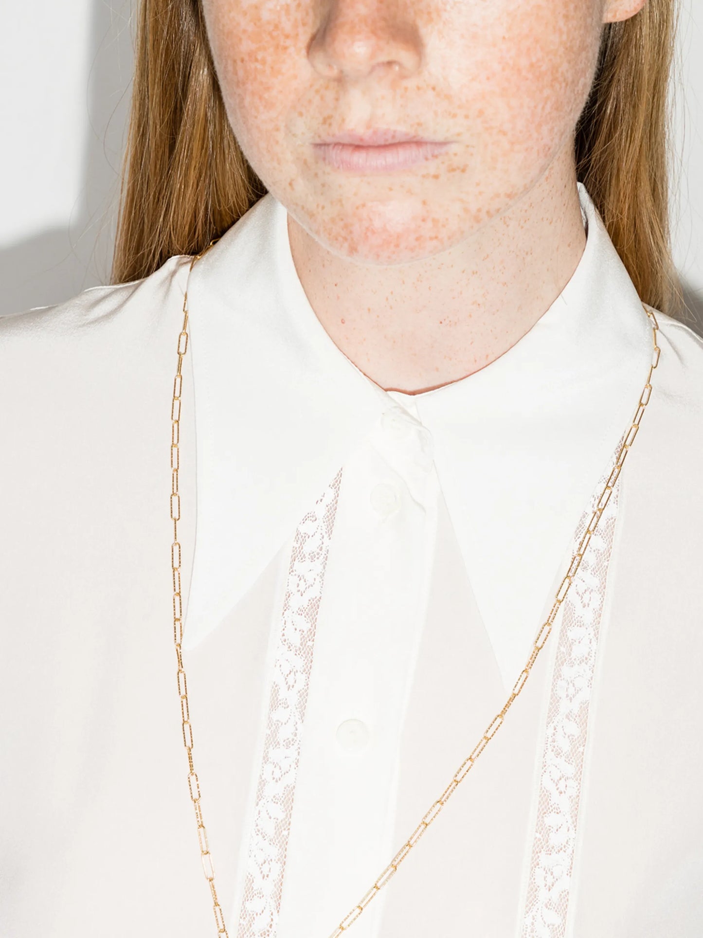 floral lace pointed collar blouse