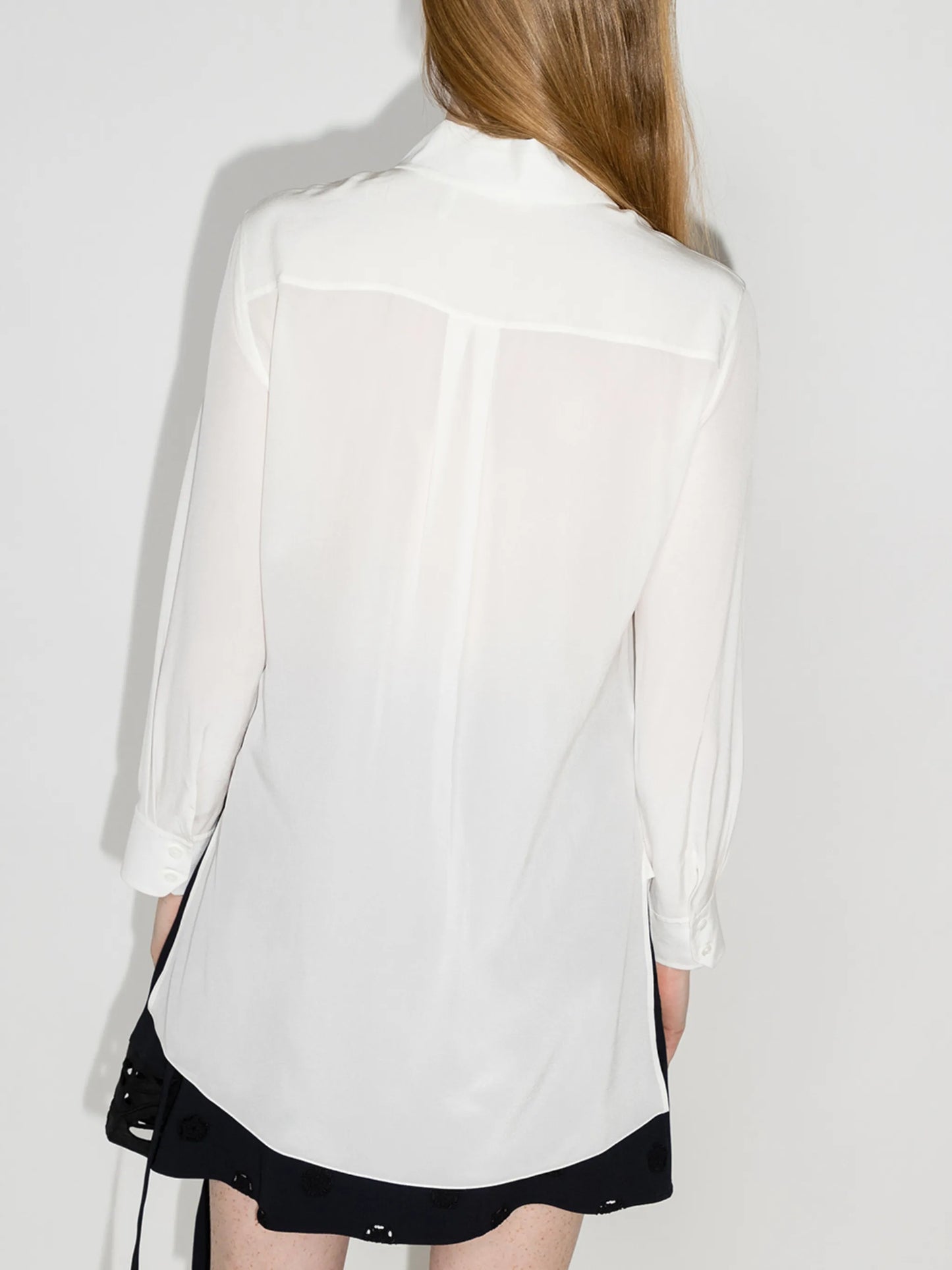 floral lace pointed collar blouse