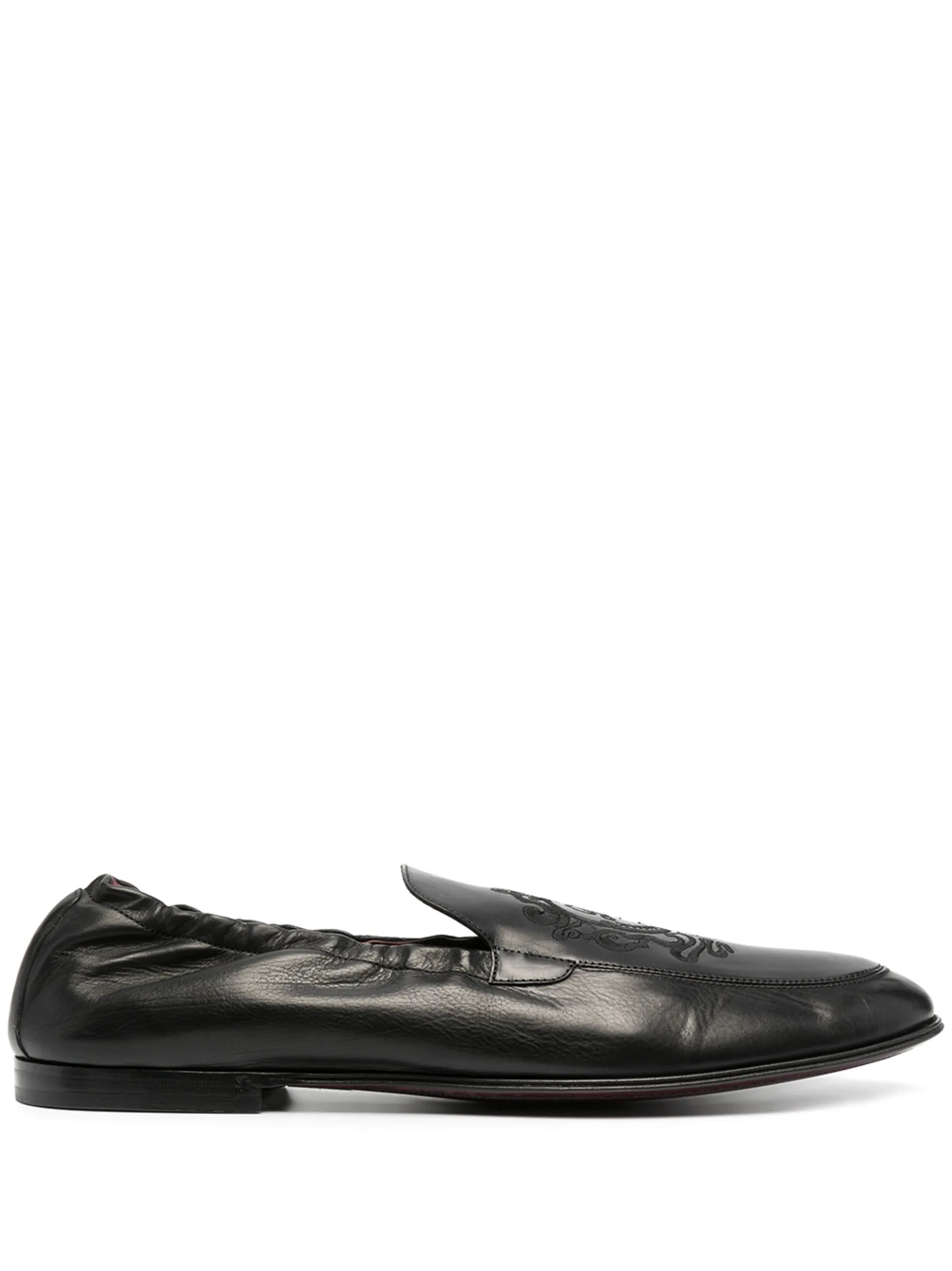 logo-embroidered leather loafers