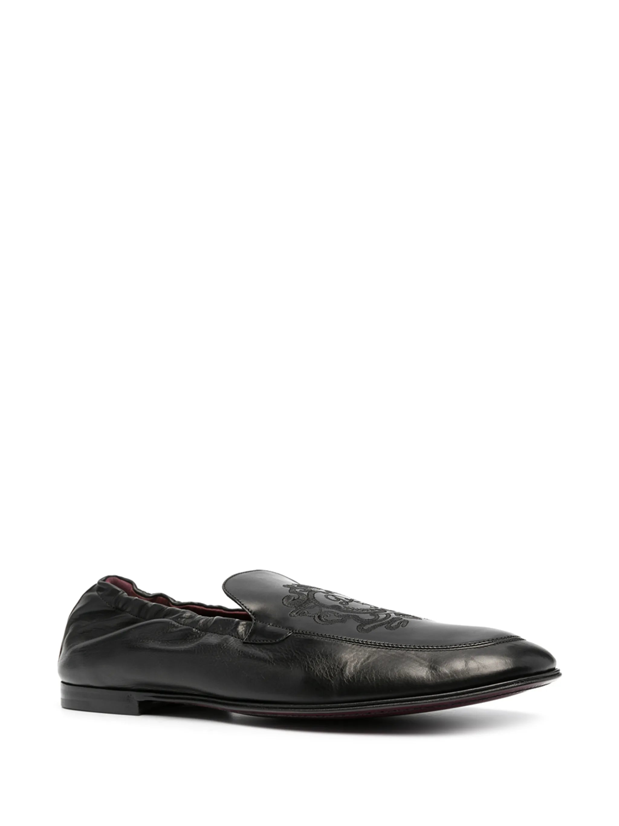 logo-embroidered leather loafers