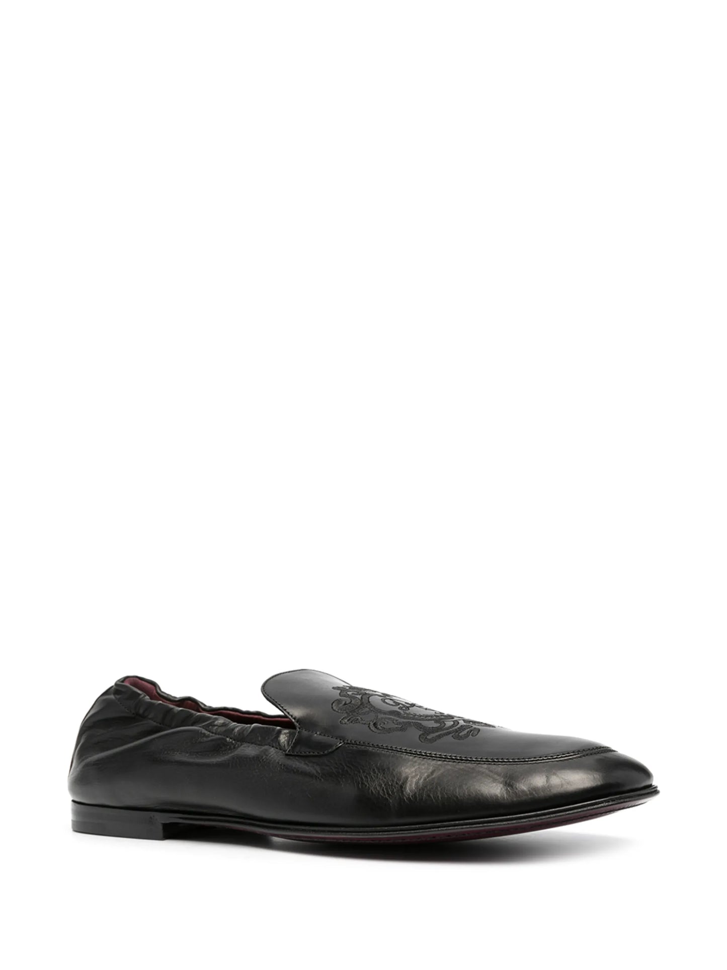 logo-embroidered leather loafers