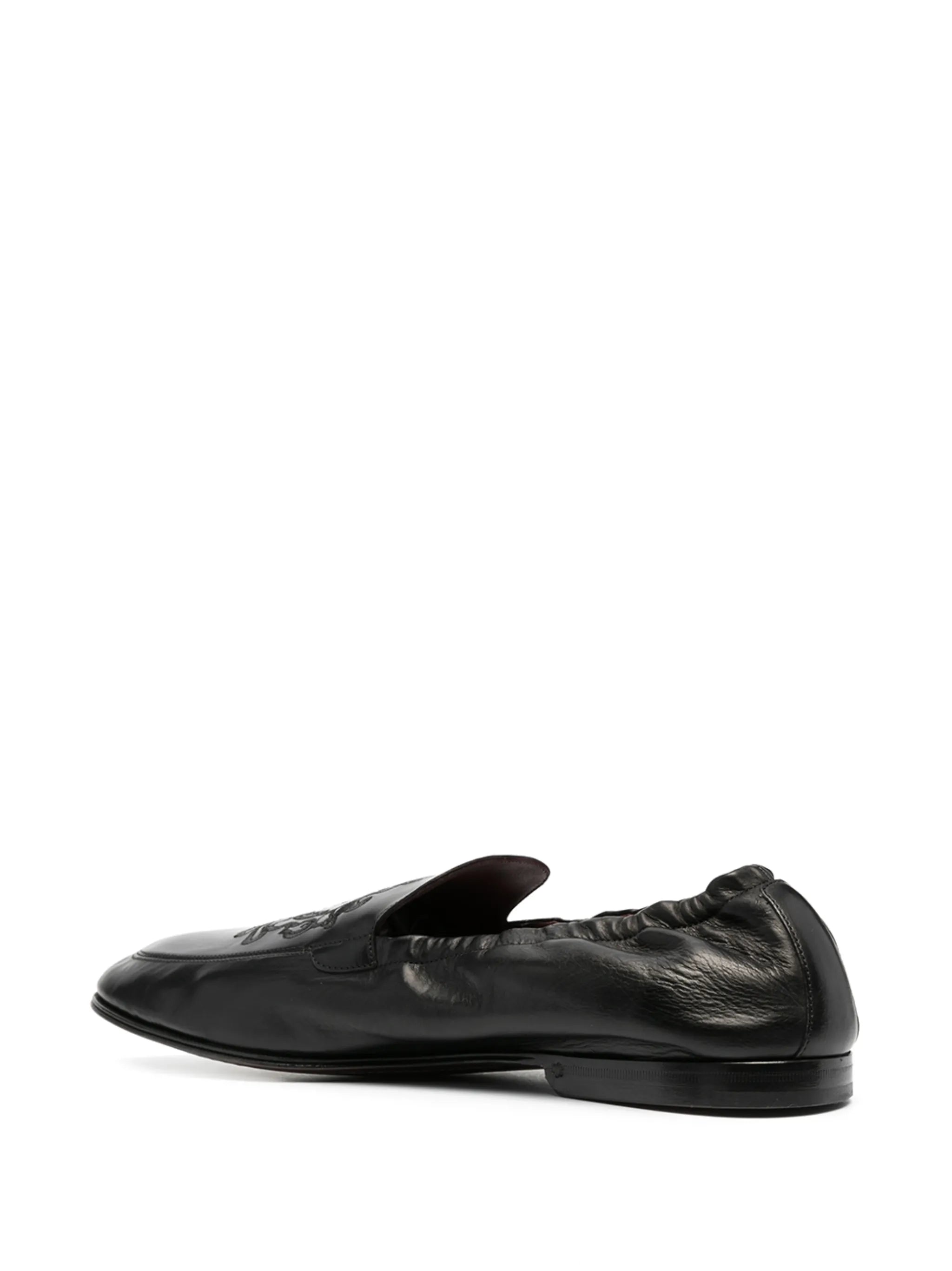logo-embroidered leather loafers