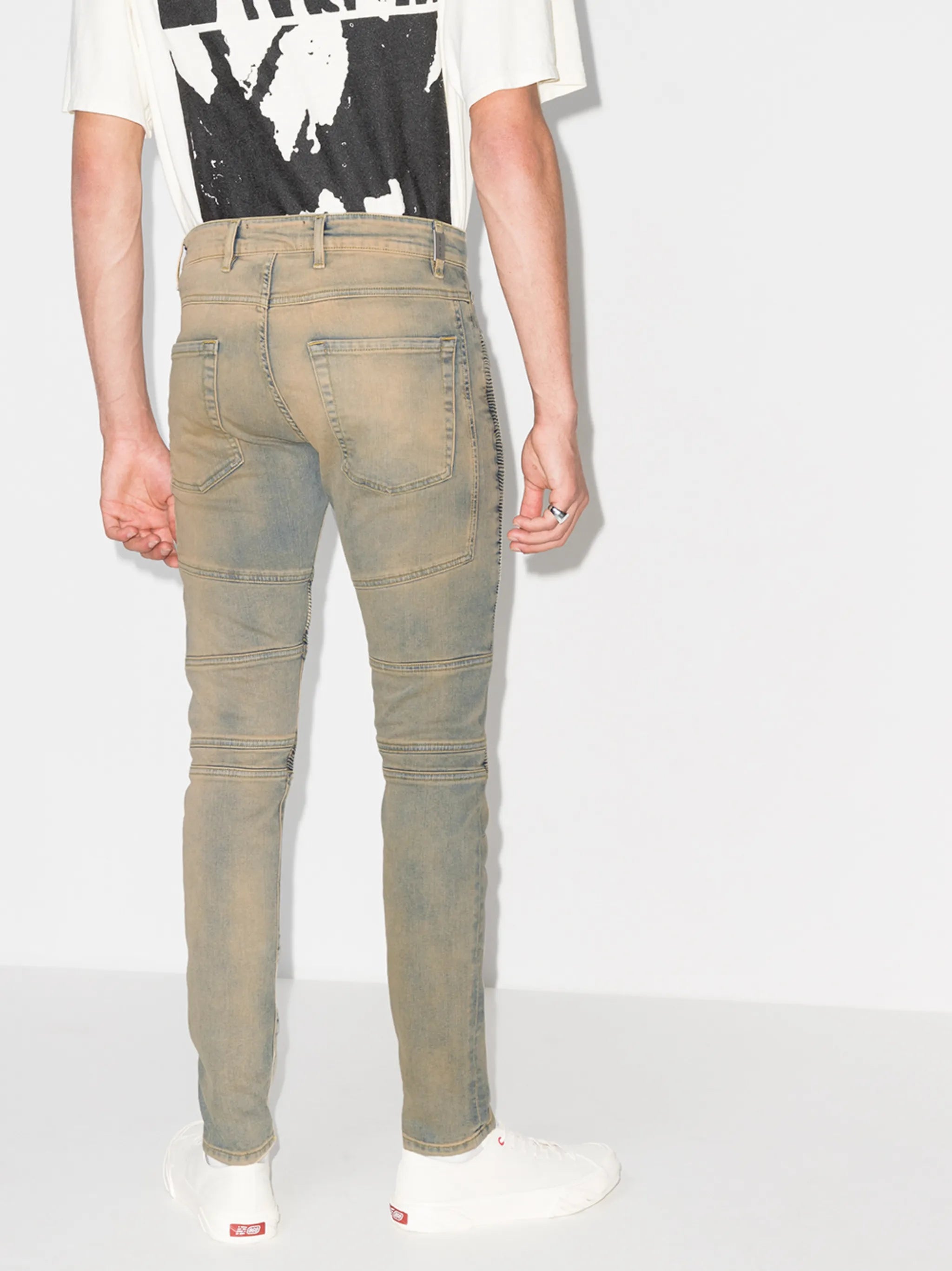 biker-style skinny jeans