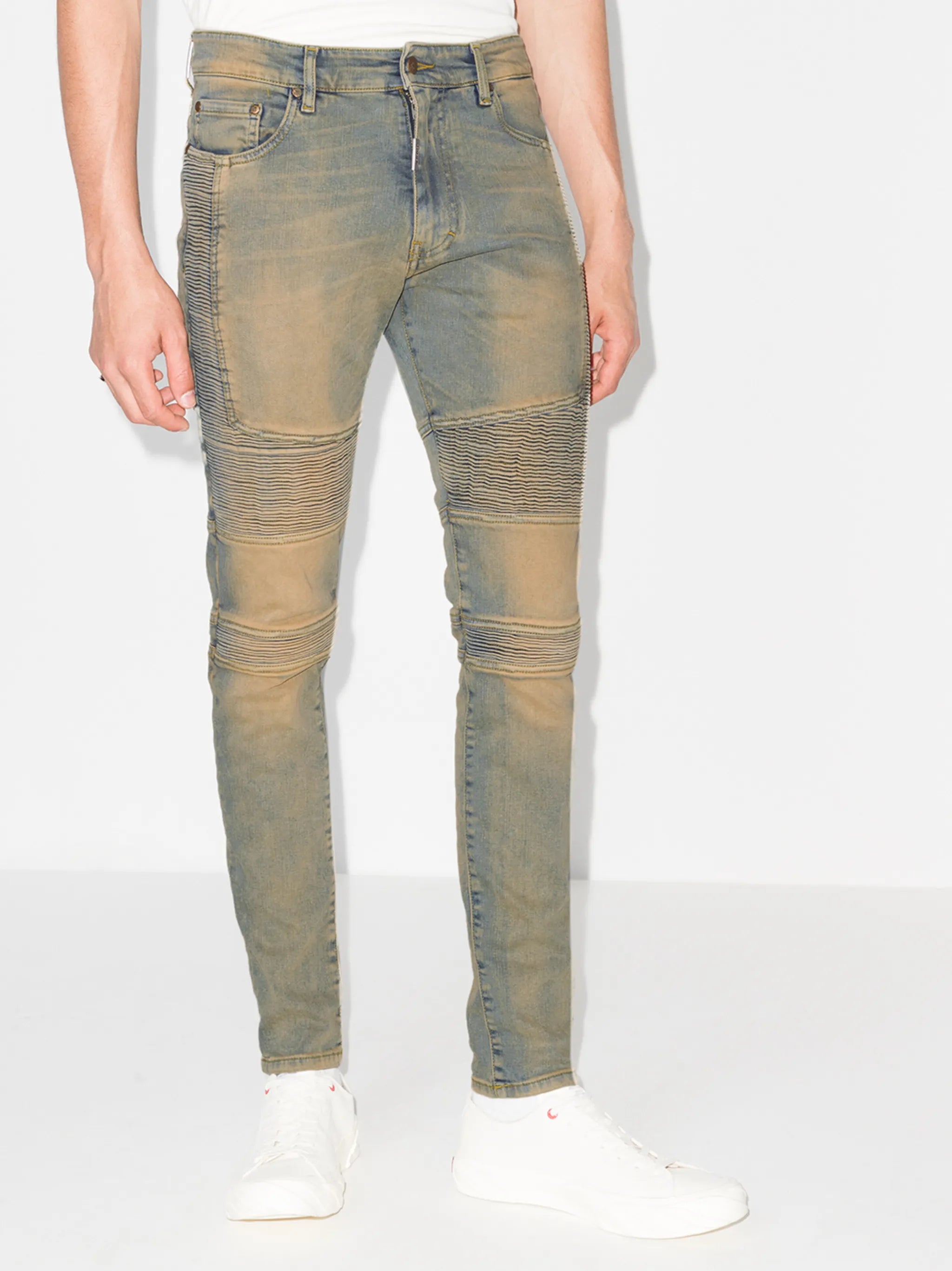 biker-style skinny jeans