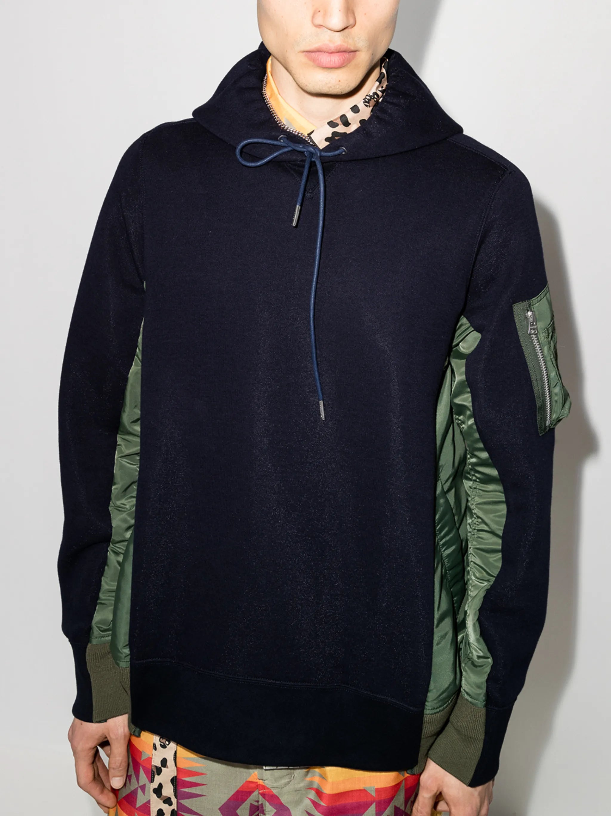 two-tone panelled hoodie