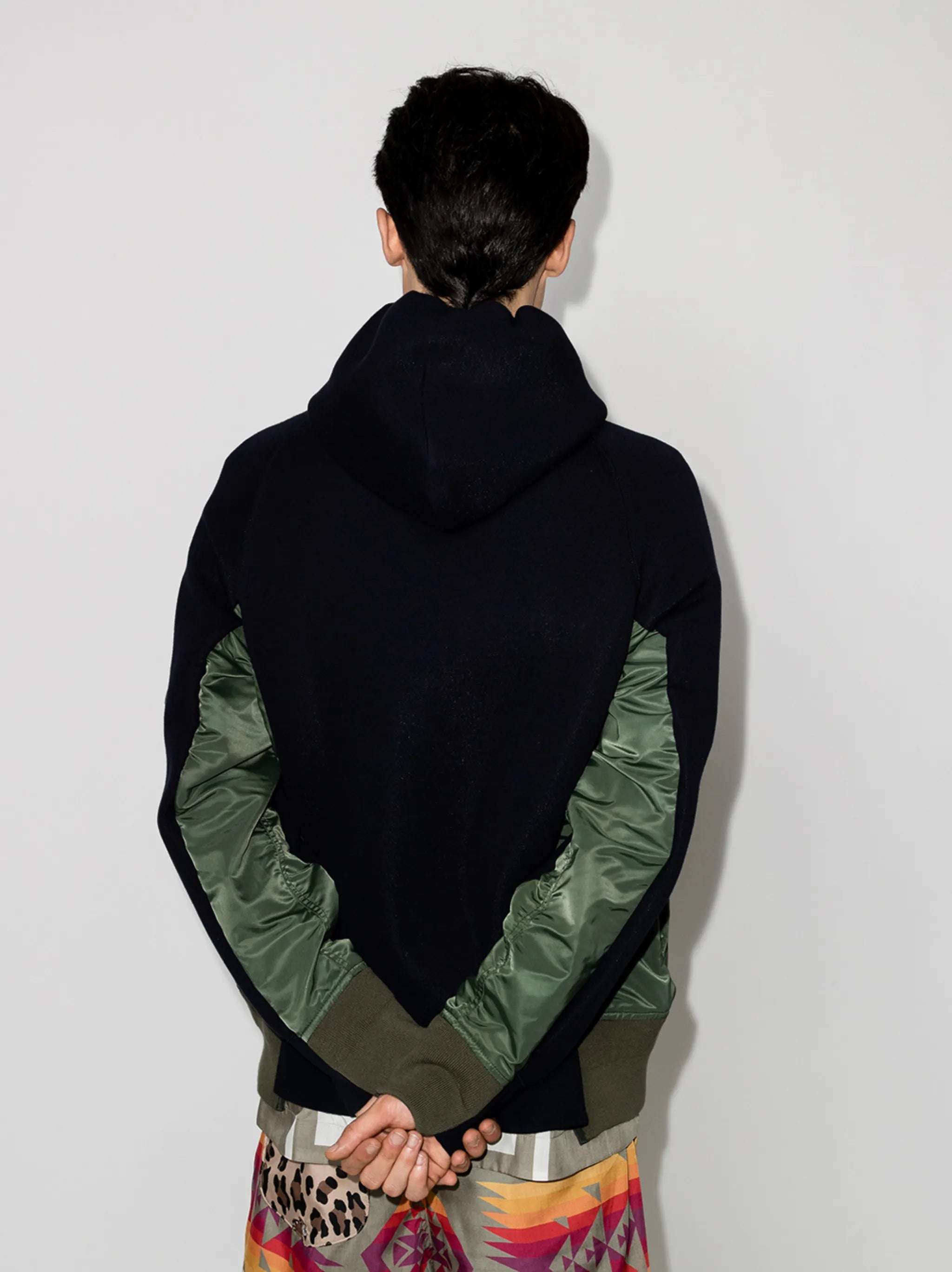 two-tone panelled hoodie
