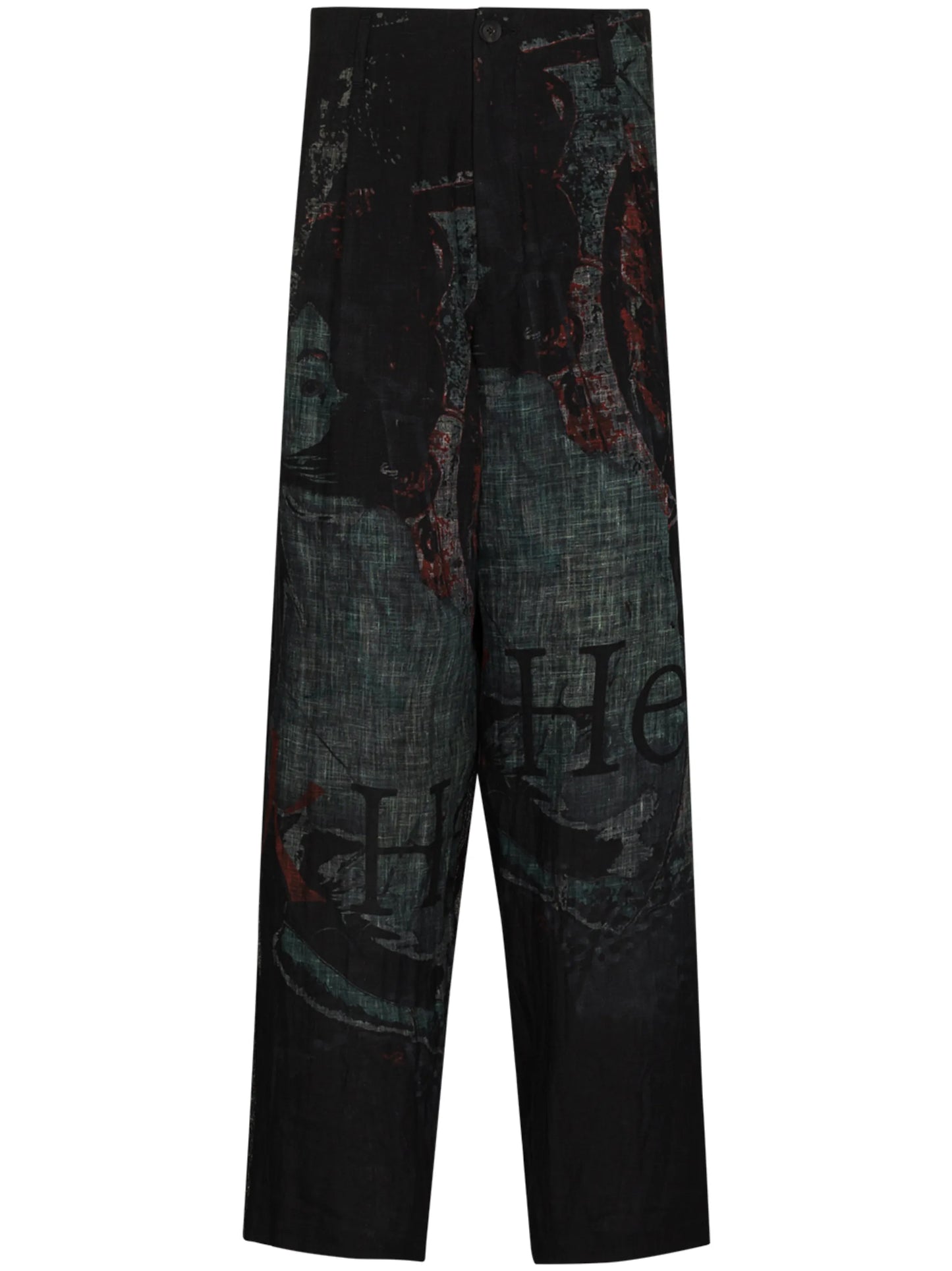 printed wide-leg trousers