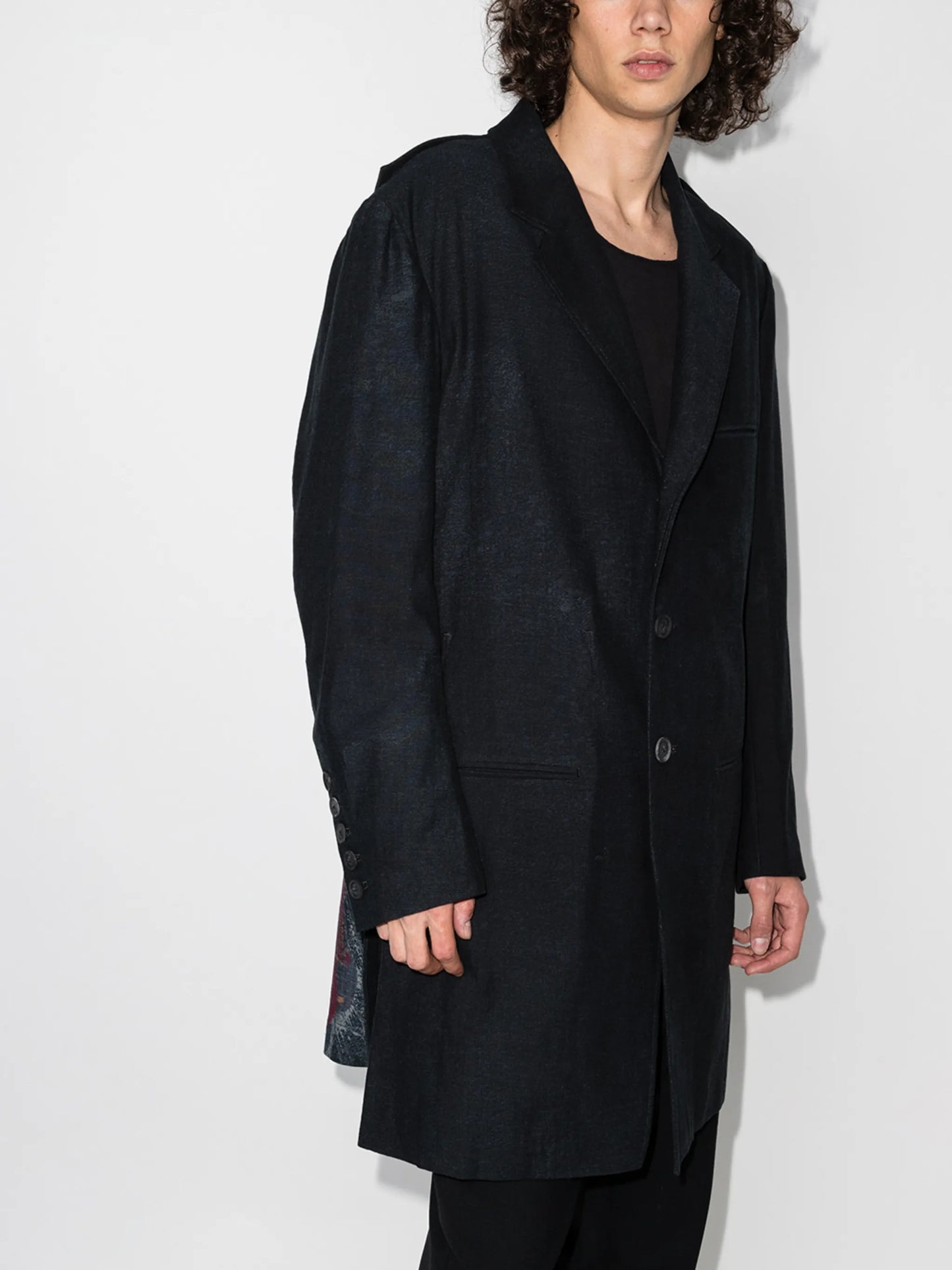 graphic-print longline shirt jacket