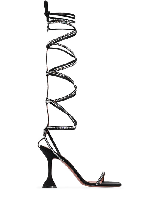 x AWGE thigh-high satin sandals