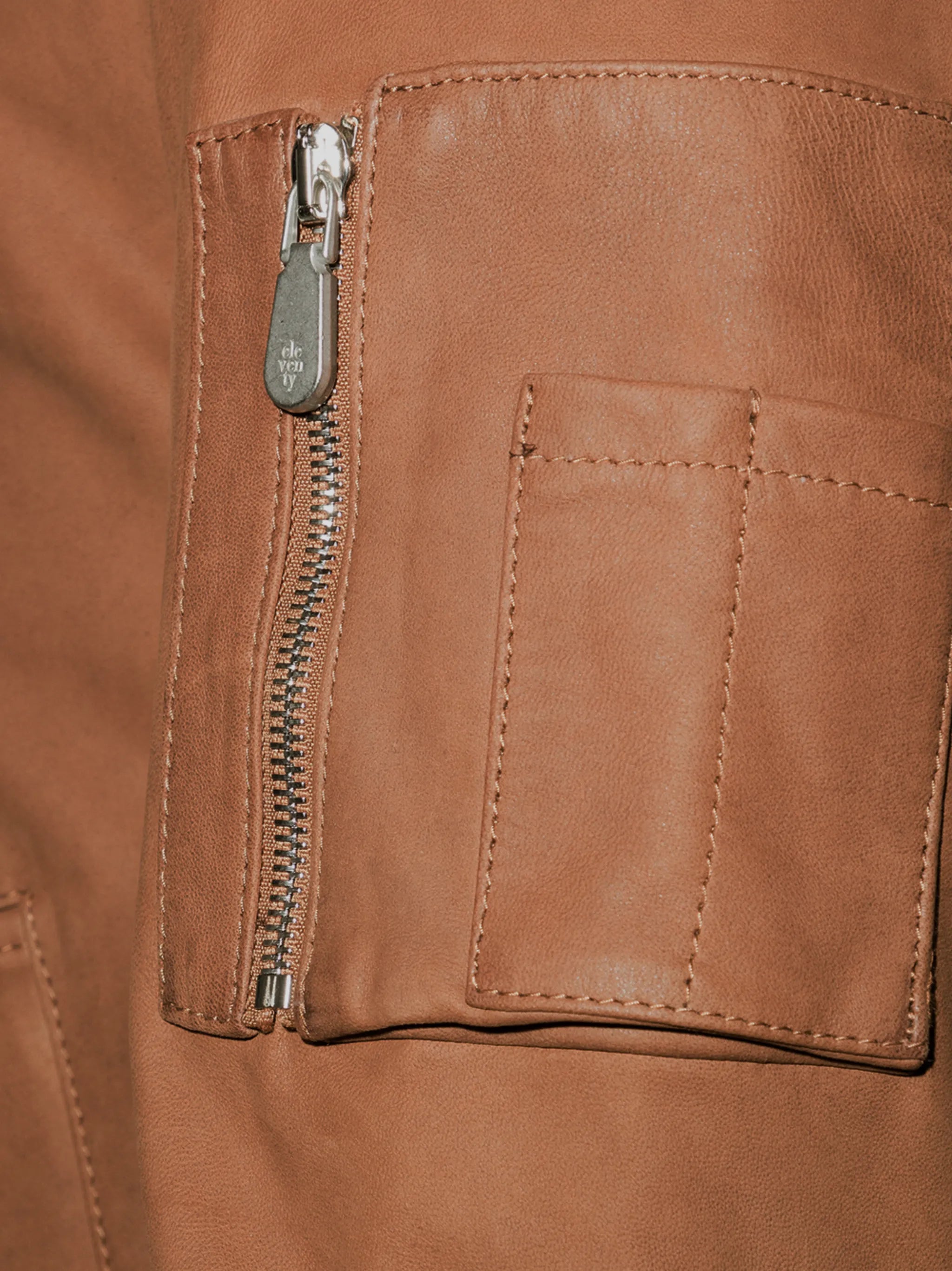 zip-up leather bomber jacket