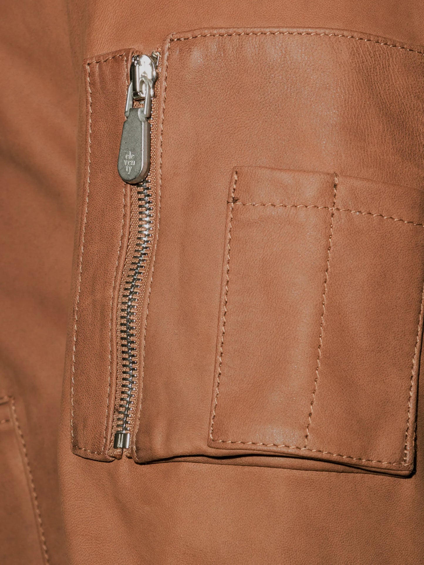 zip-up leather bomber jacket