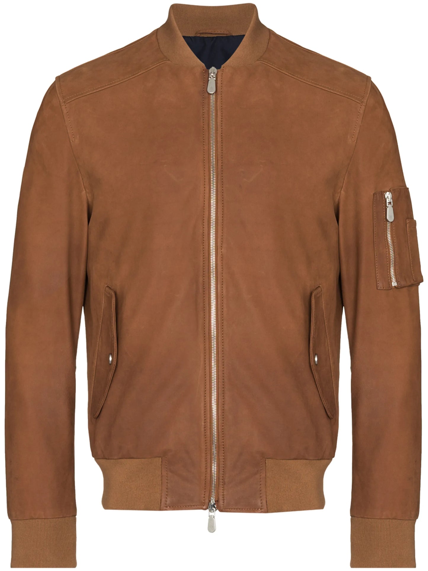 zip-up leather bomber jacket