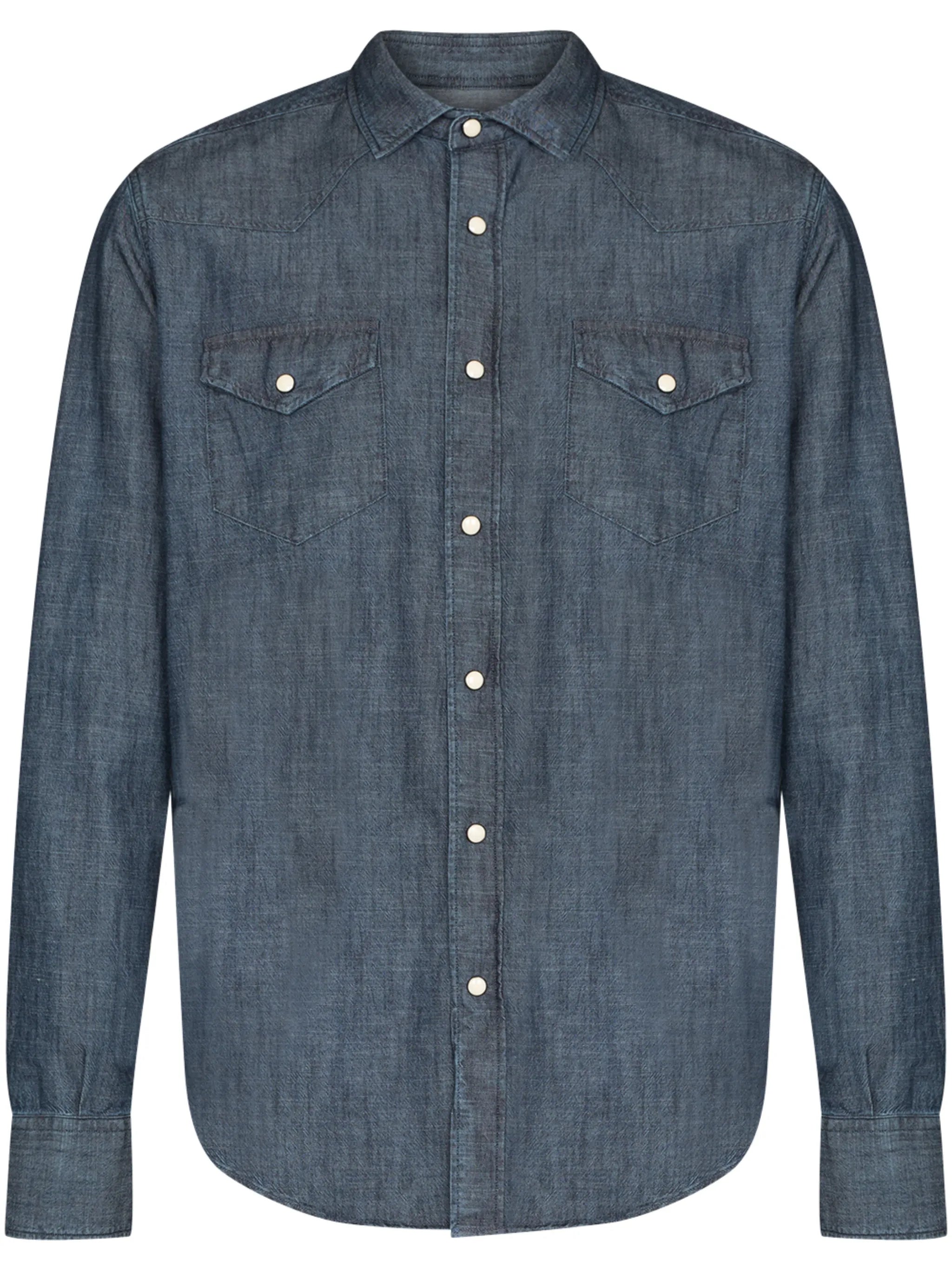 long-sleeve press-stud shirt