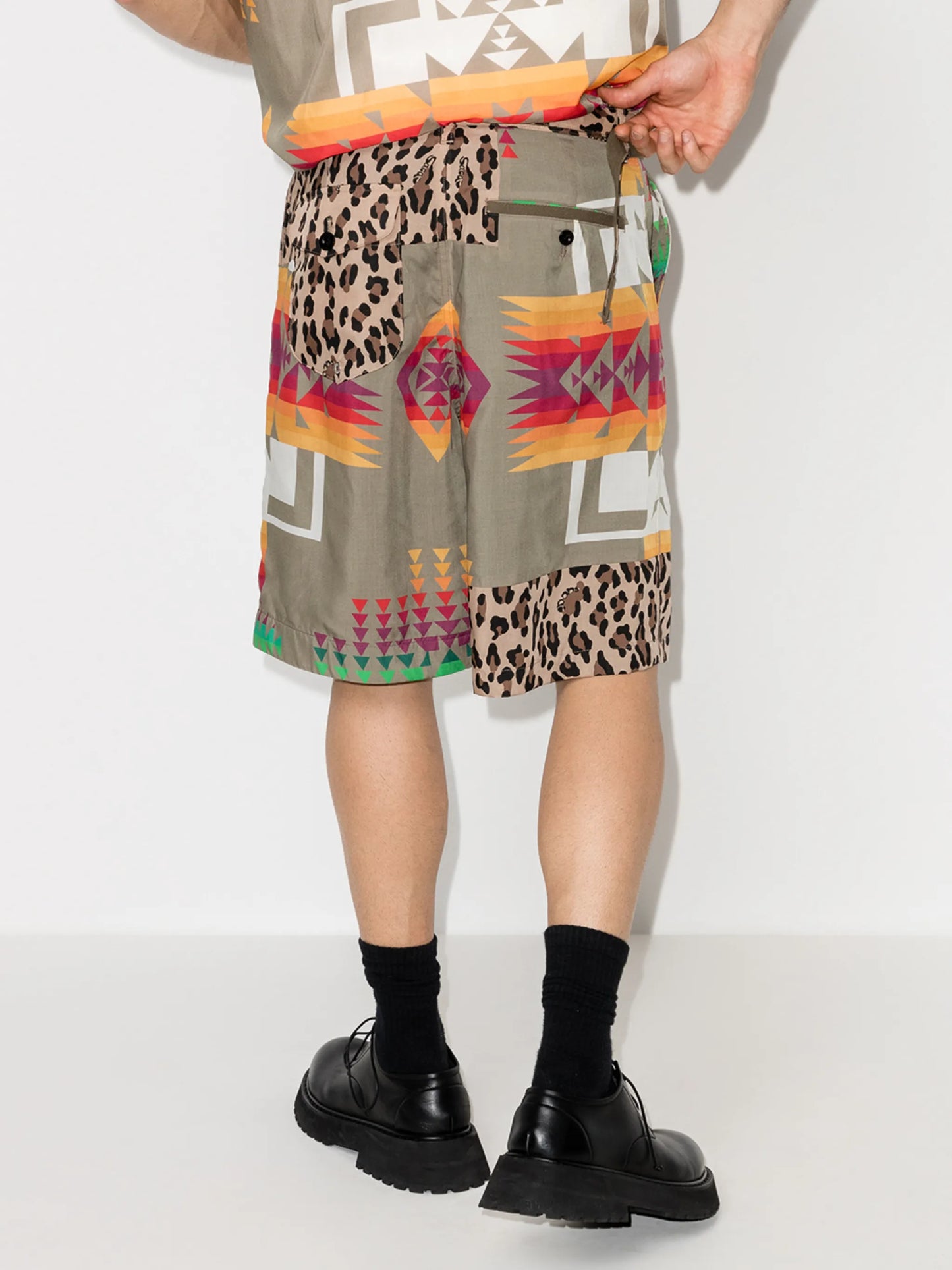 patchwork knee-length shorts