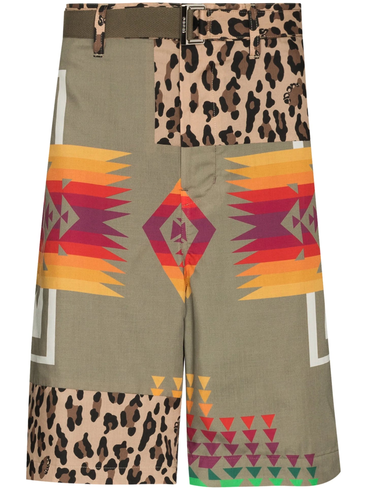 patchwork knee-length shorts