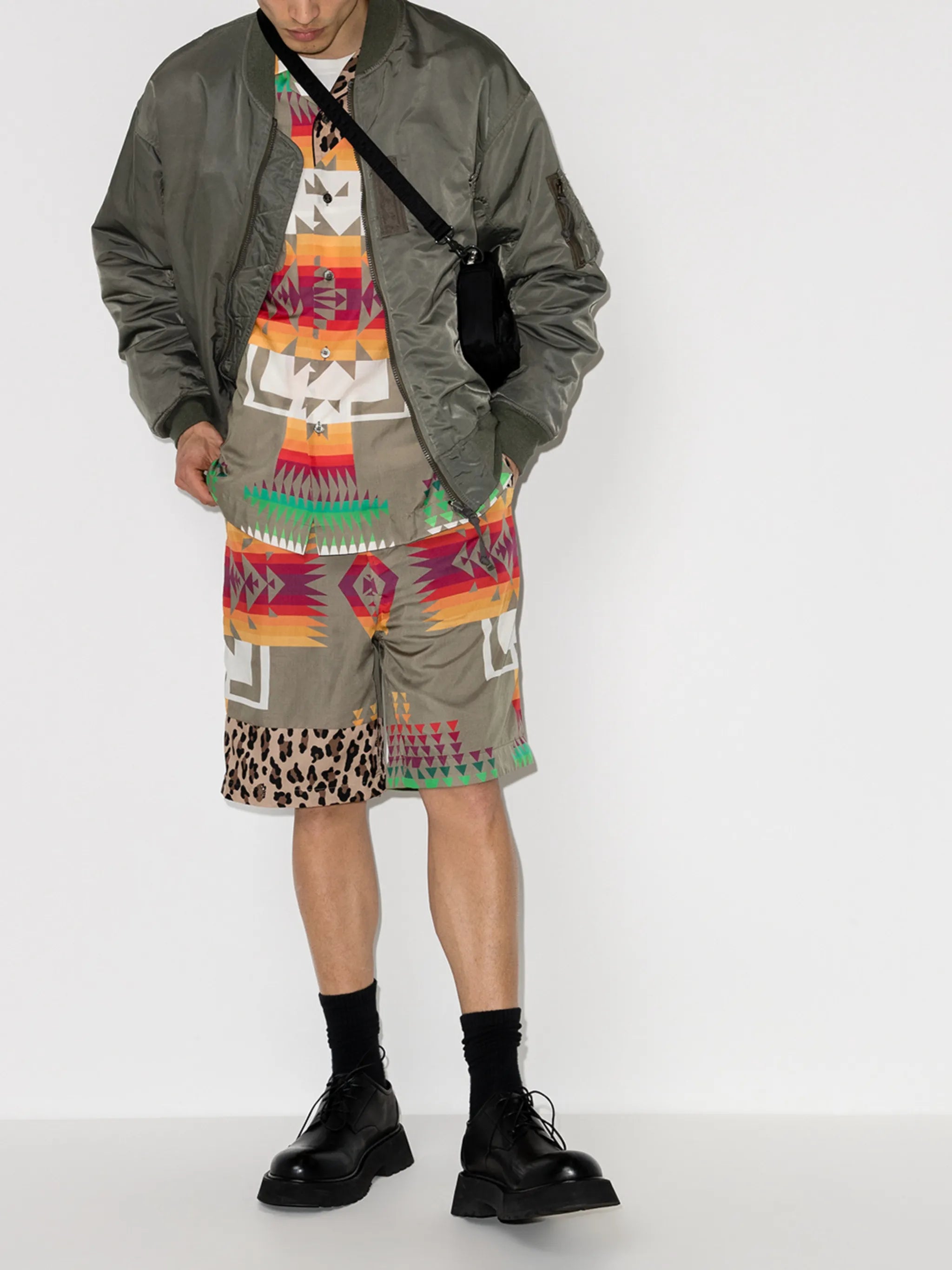 patchwork knee-length shorts