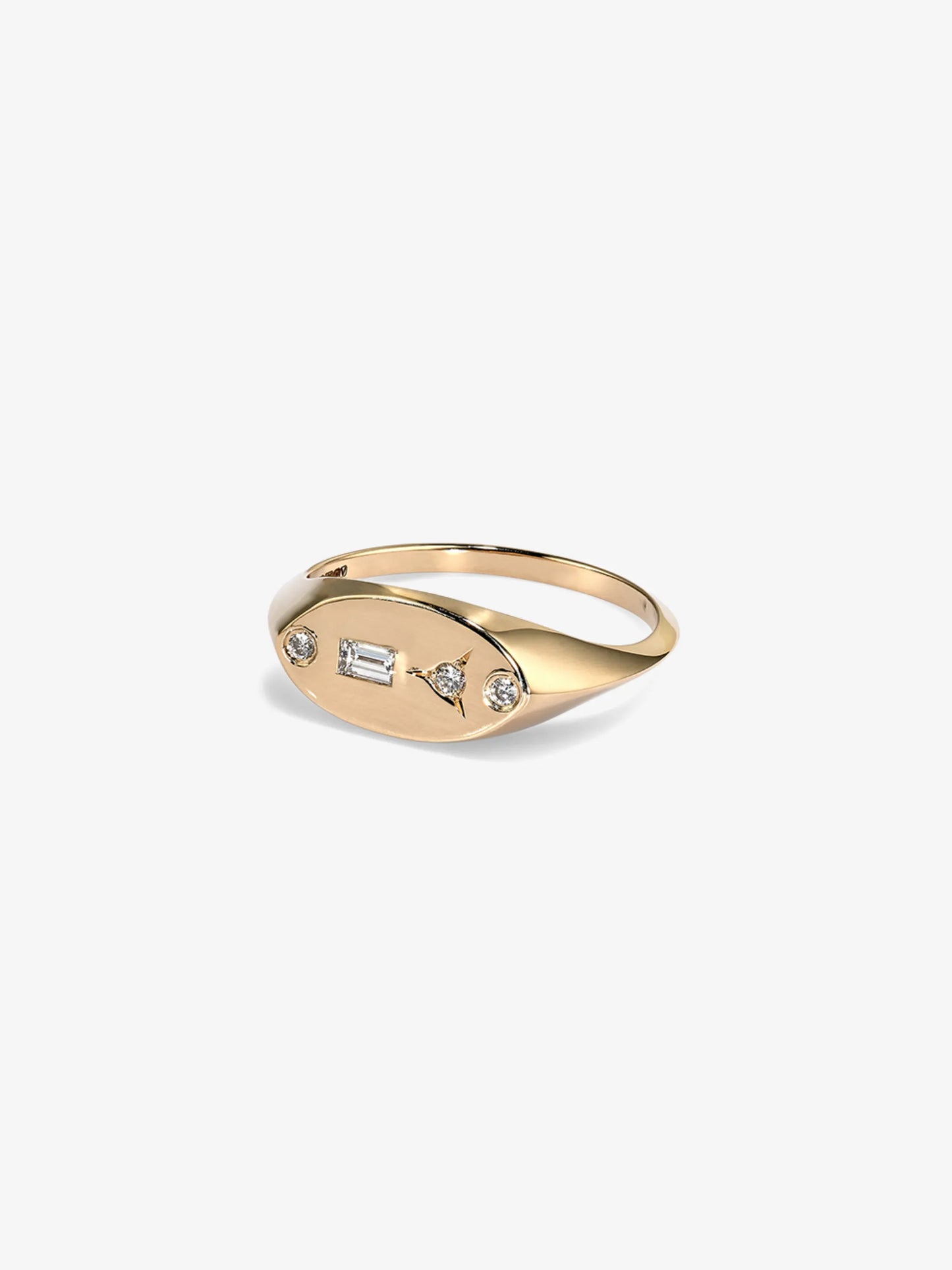 14kt gold baguette signet ring