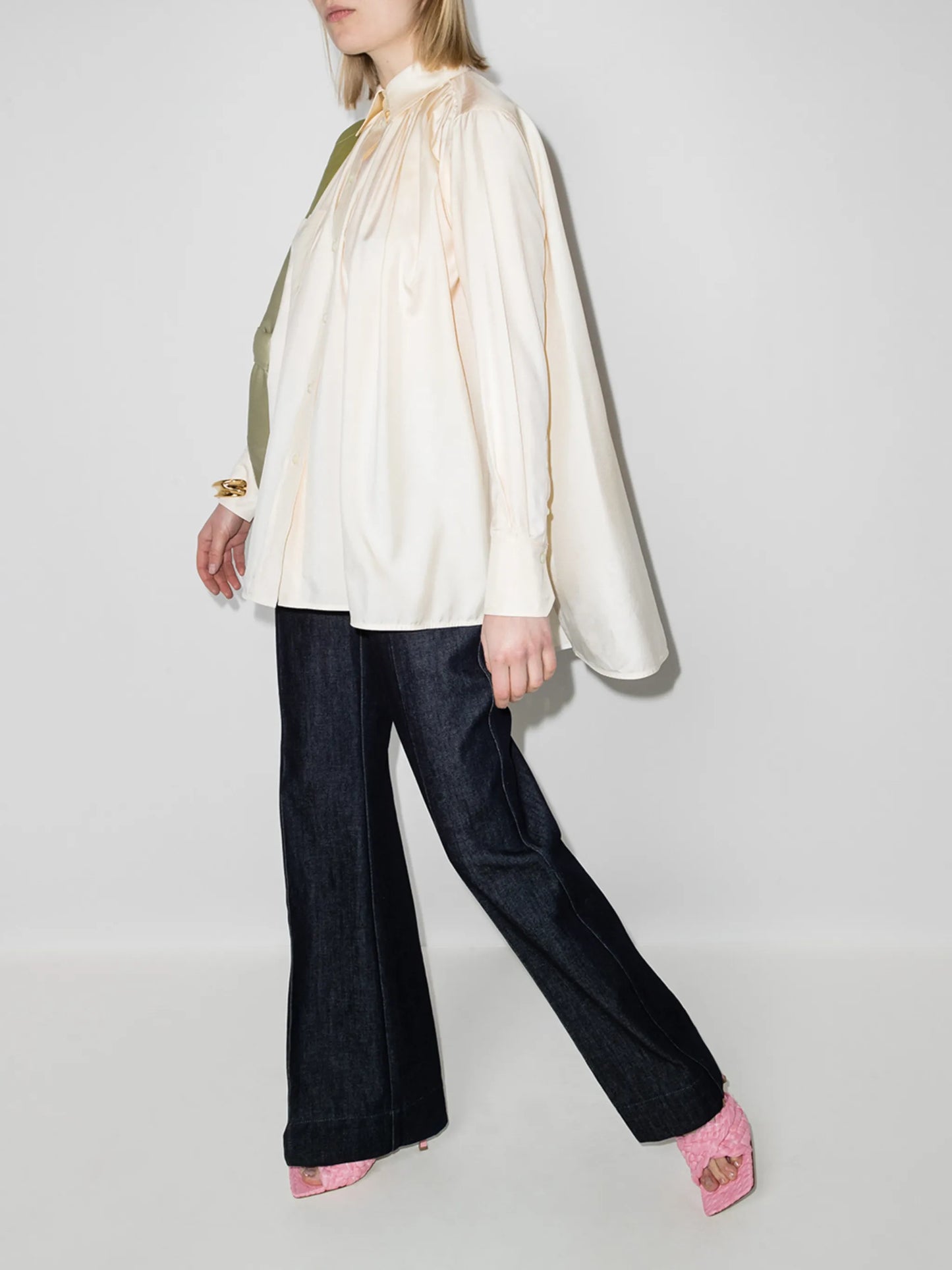 tie-neck silk blouse