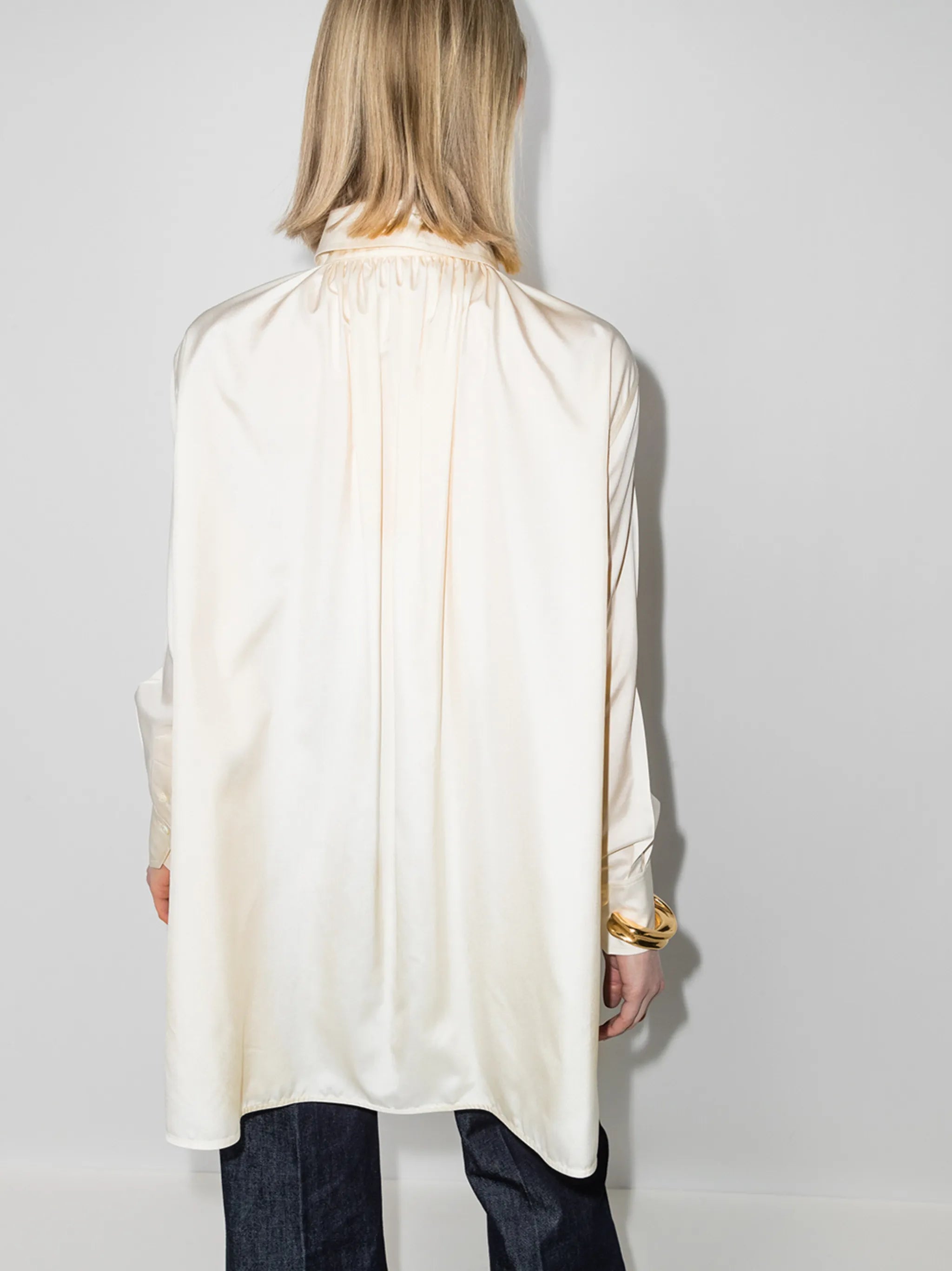 tie-neck silk blouse
