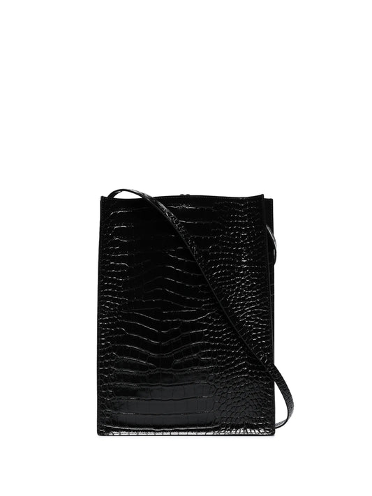 crocodile-effect leather shoulder bag