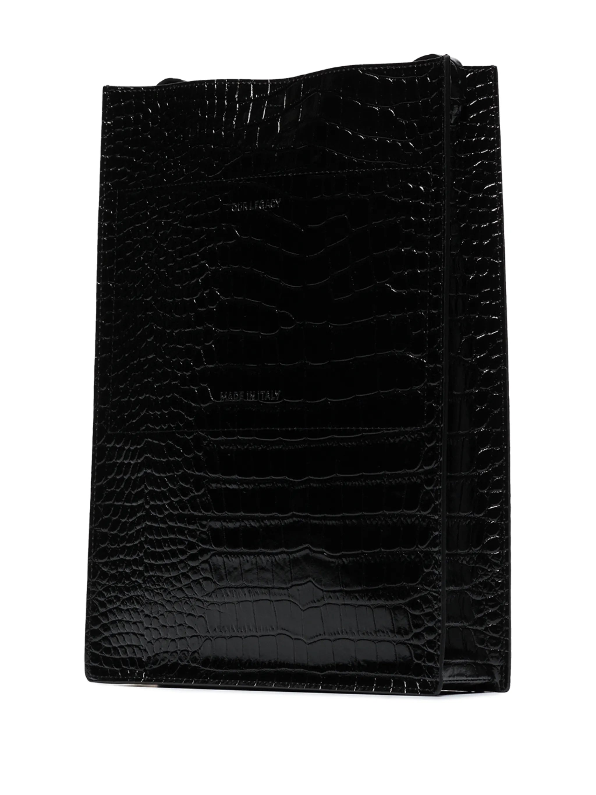 crocodile-effect leather shoulder bag