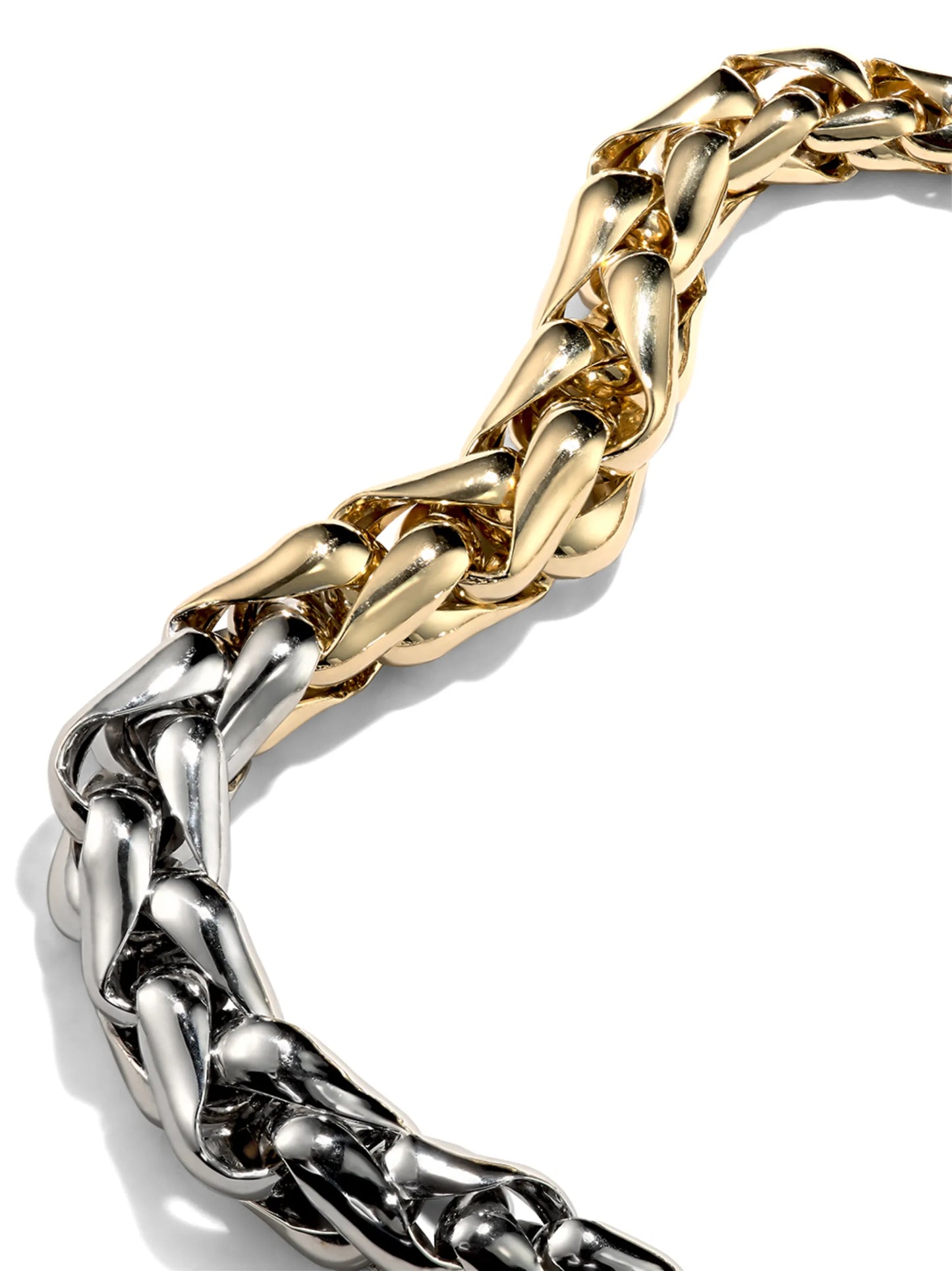 14kt yellow and white gold two-tone link necklace
