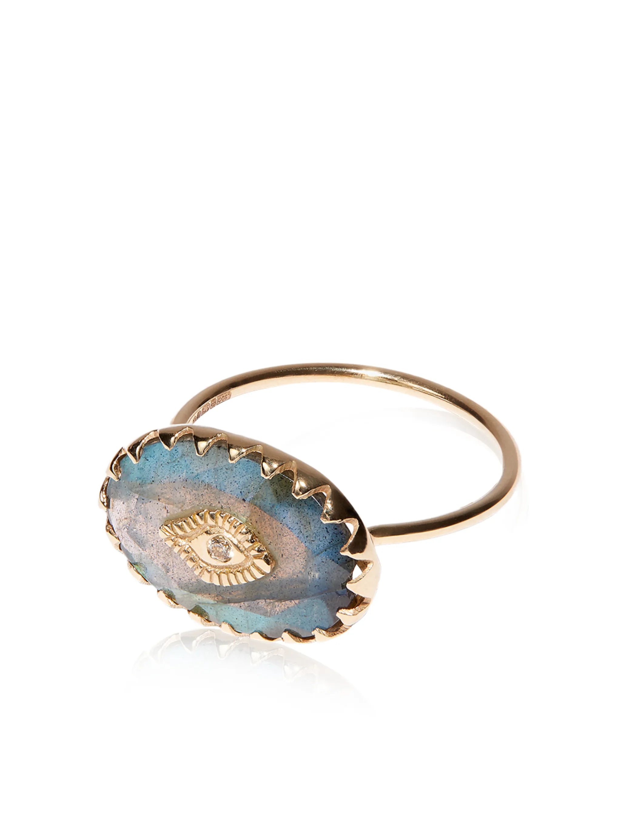 9kt yellow gold labradorite ring