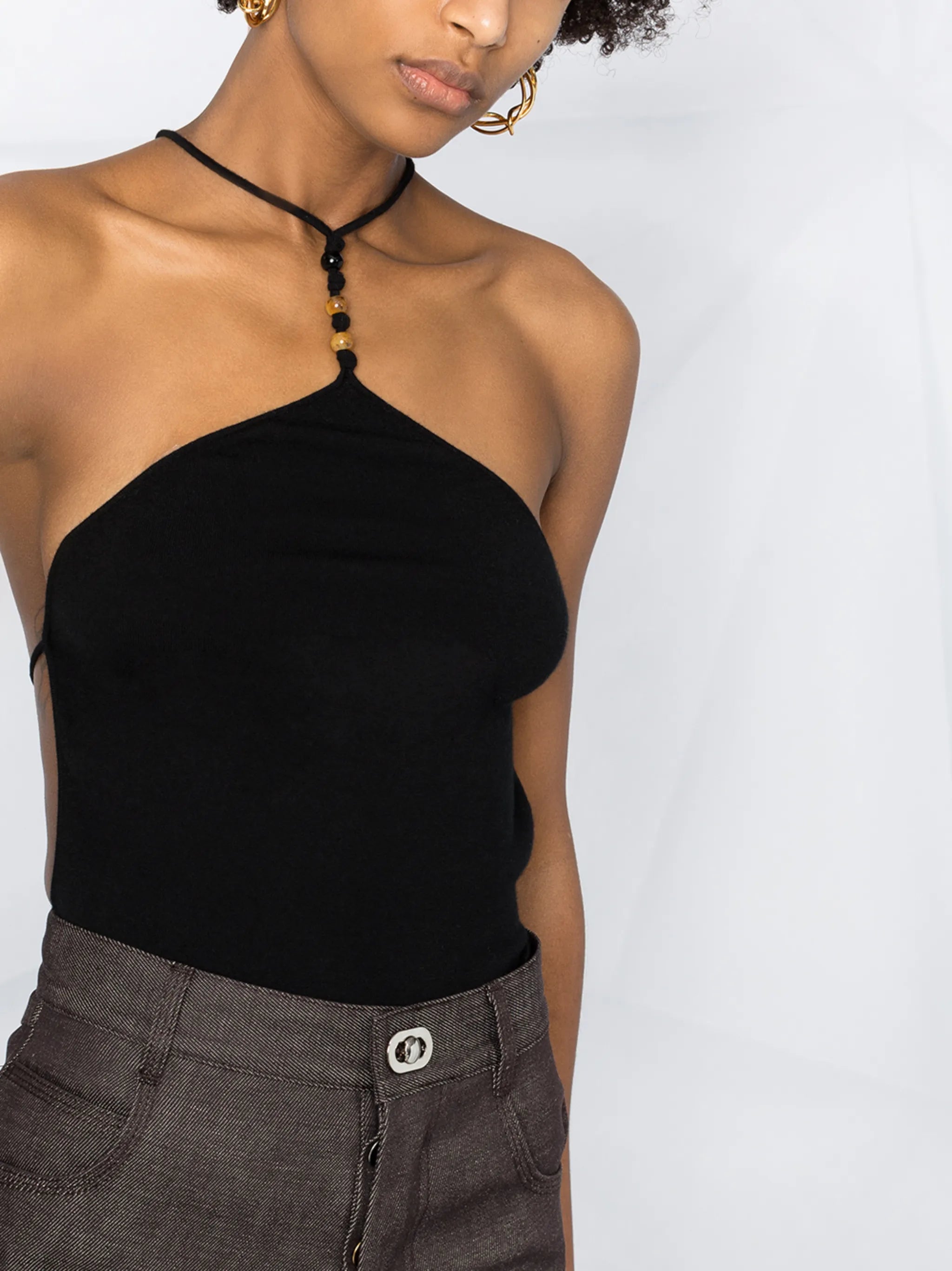 bead-detail halterneck body