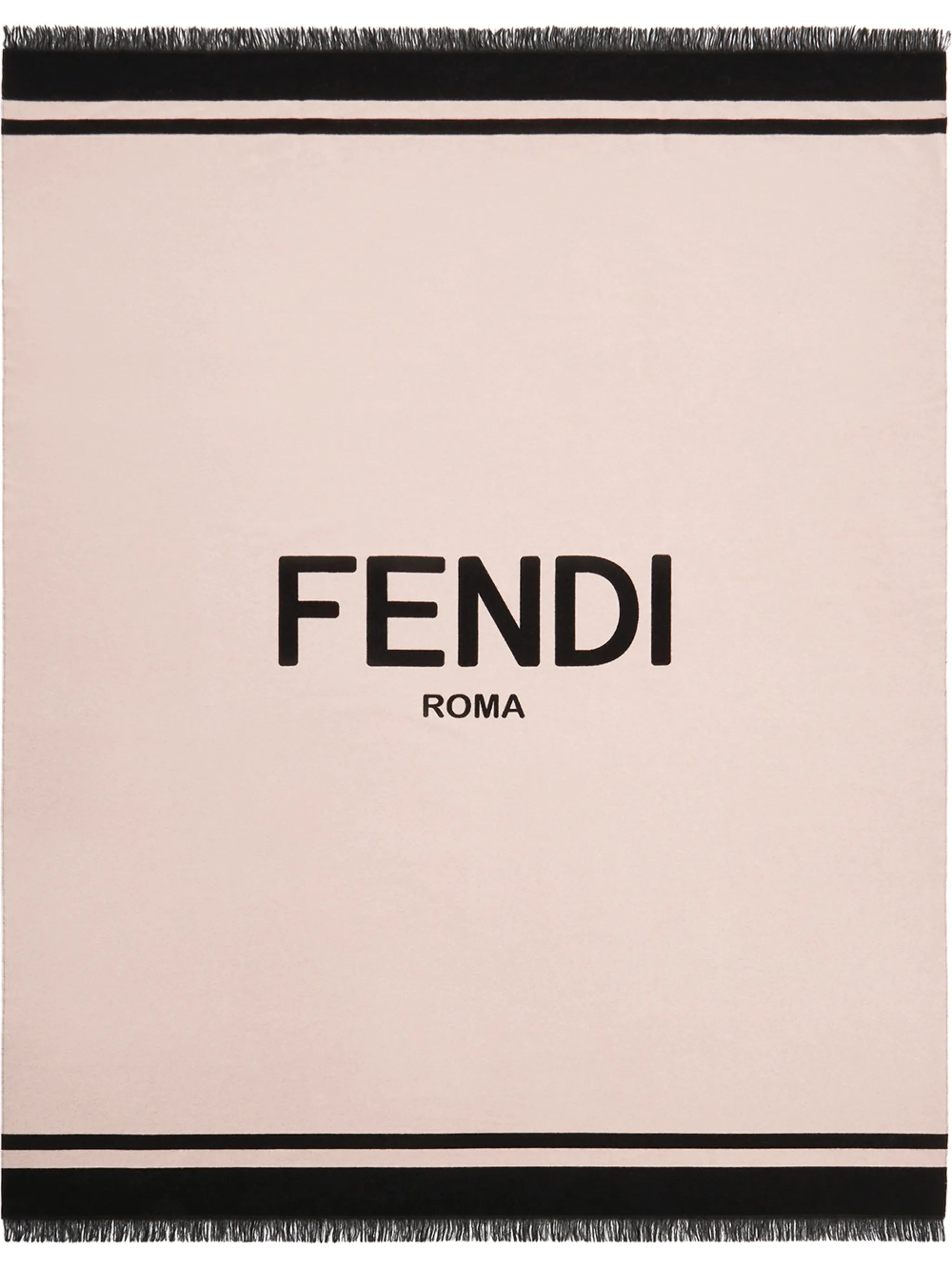 logo-print fringed scarf