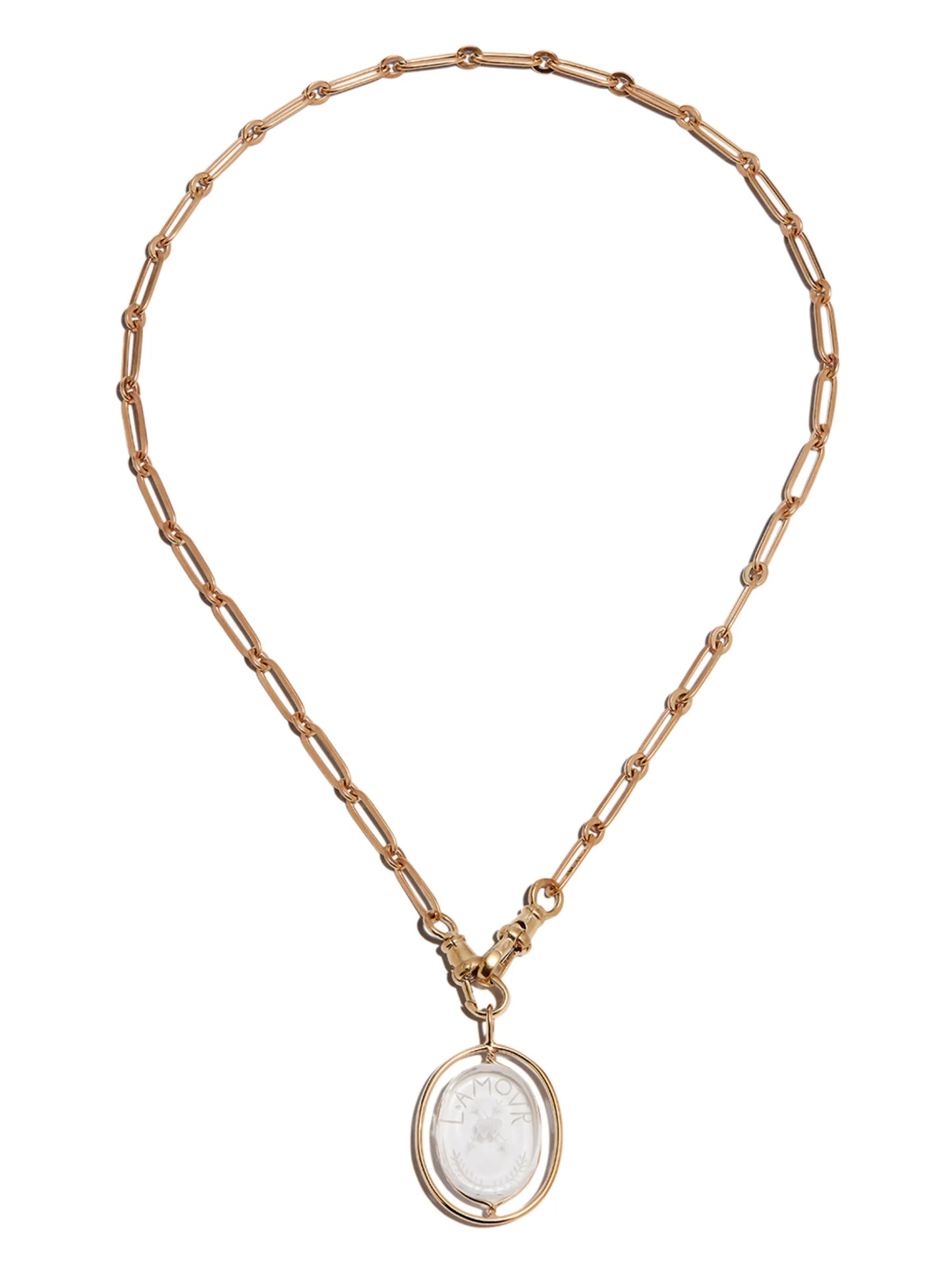 9kt yellow gold L'Amour N°2 crystal necklace