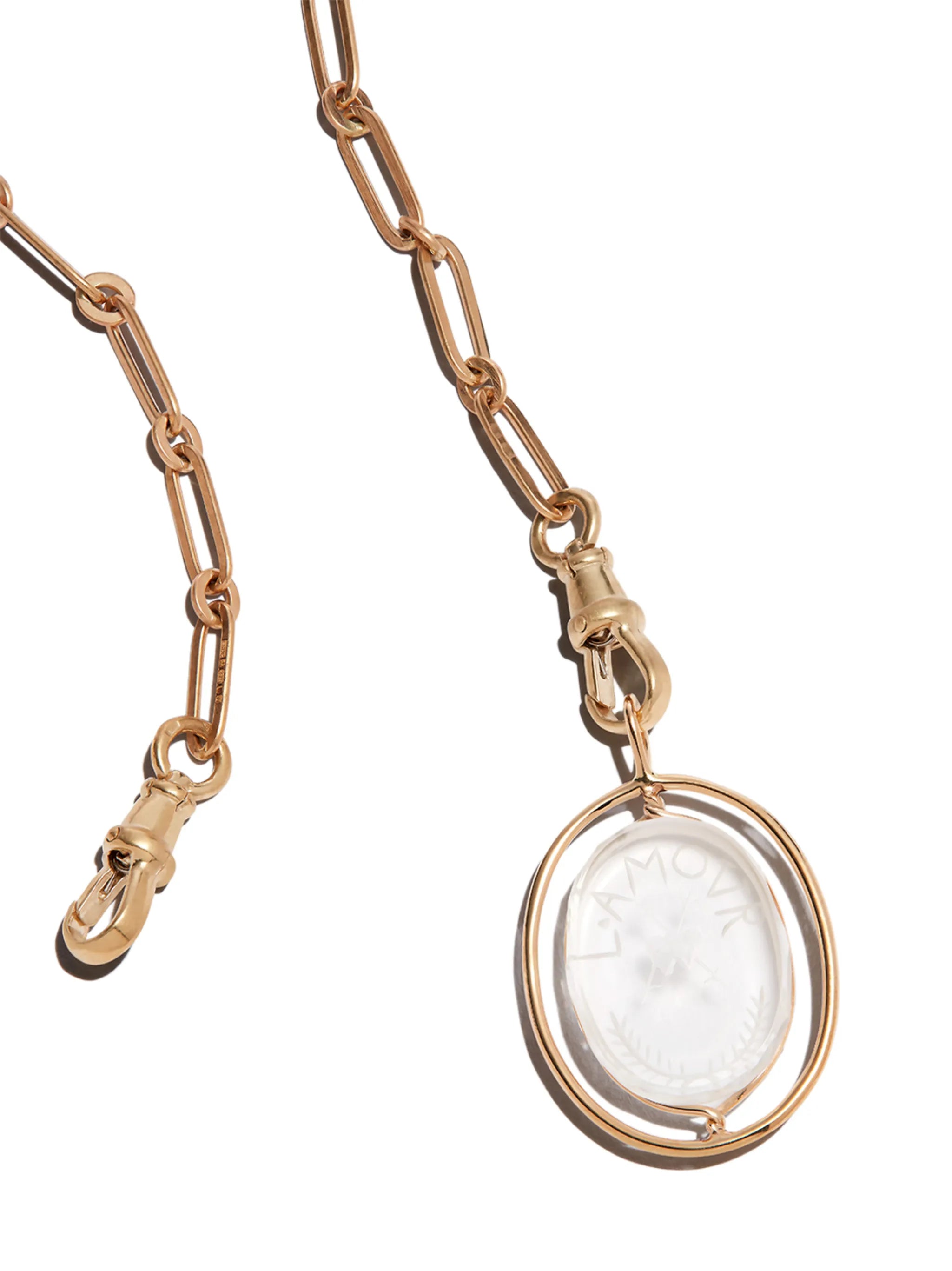 9kt yellow gold L'Amour N°2 crystal necklace