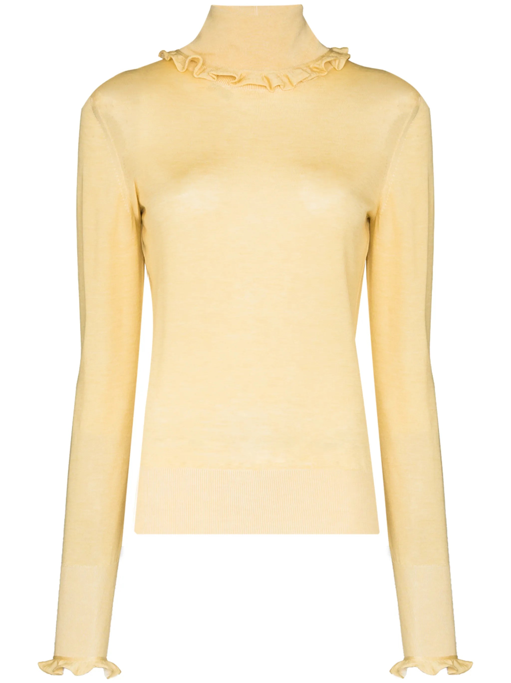 frill-trim fine-knit jumper
