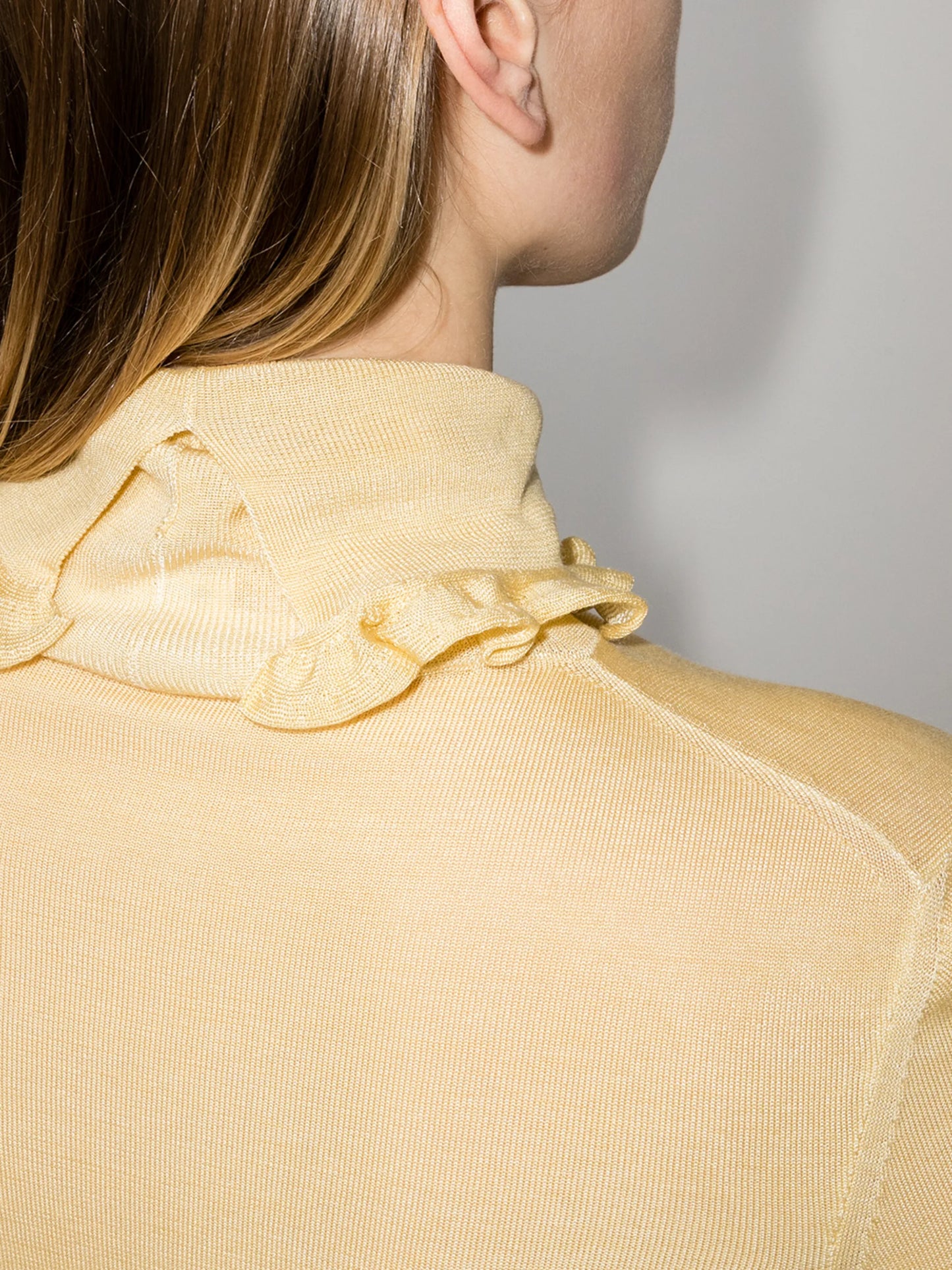 frill-trim fine-knit jumper